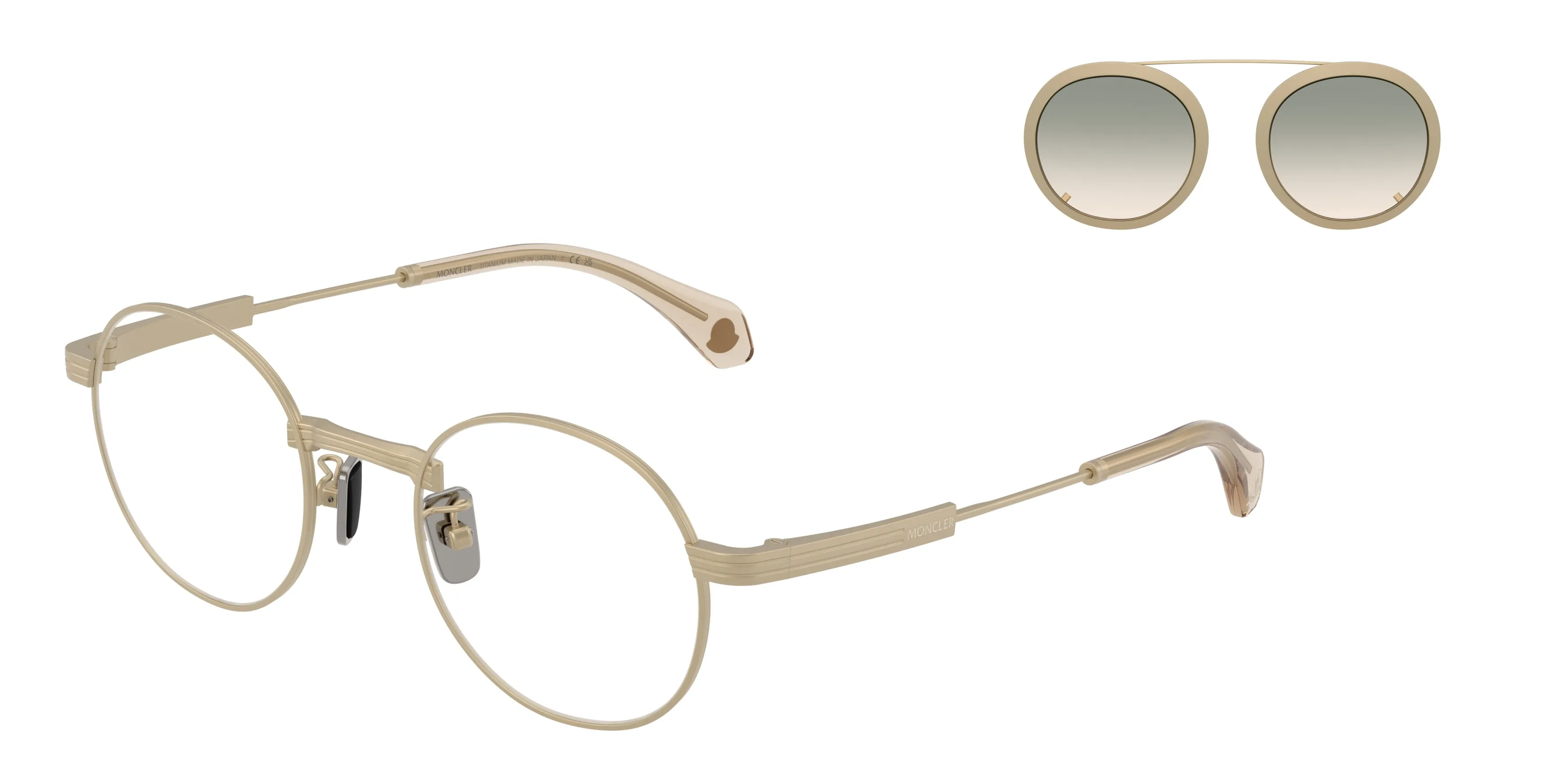 Moncler ME4015T SUFFUSE 10242C Occhiali da sole Titanio Oro Marrone Rotonda Normale Sfumato - immagine 1