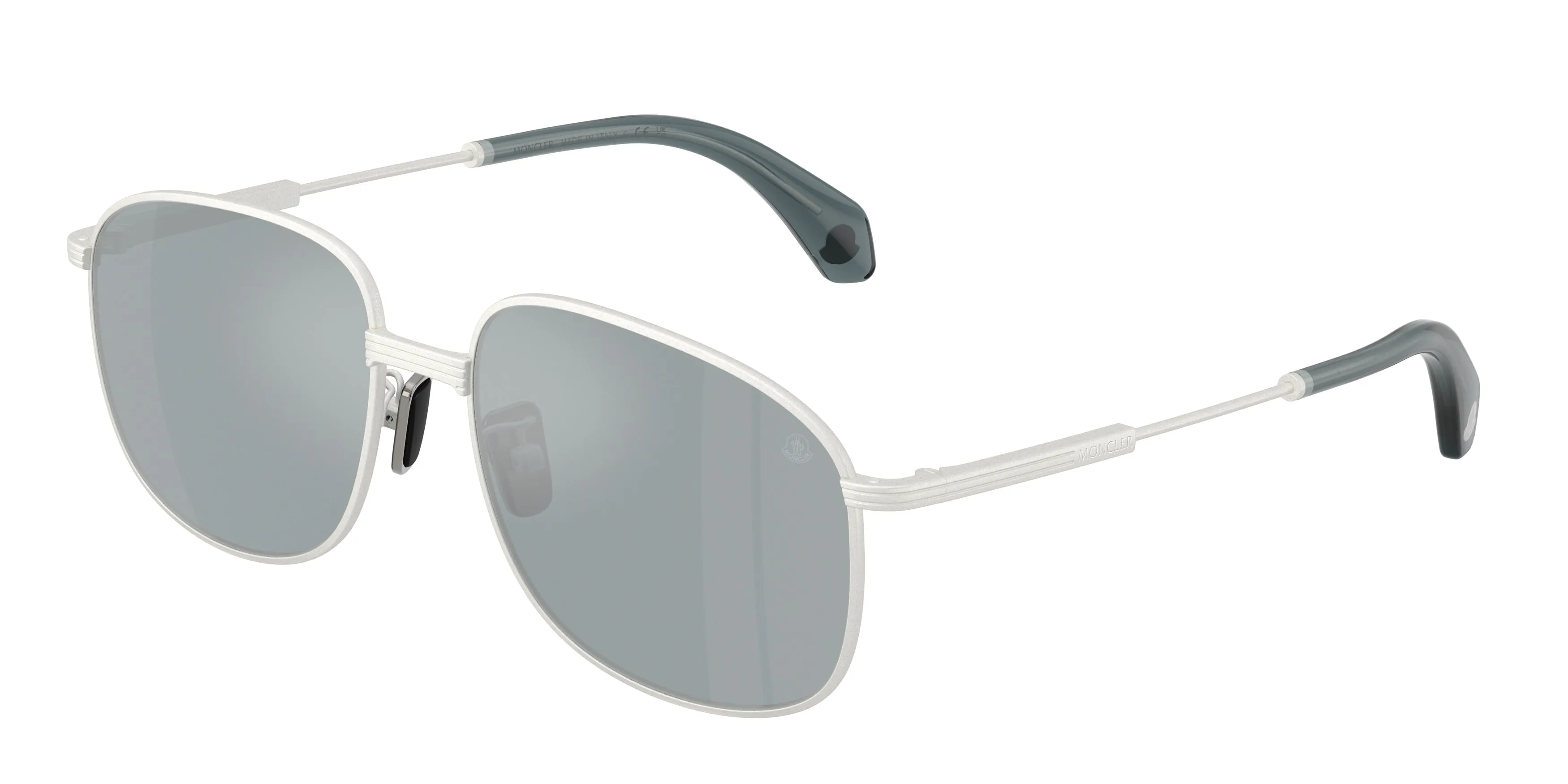Moncler ME4013 FENNIX 10046G Occhiali da sole Acciaio Argento Blu Pilot Normale - immagine 1