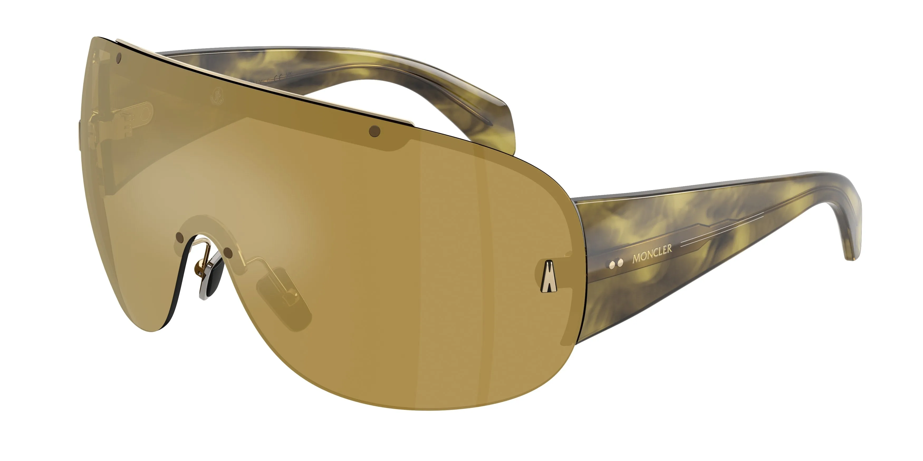 Moncler ME4012 RIZON 10077I Occhiali da sole Metallo Oro Marrone Pilot Normale - immagine 1