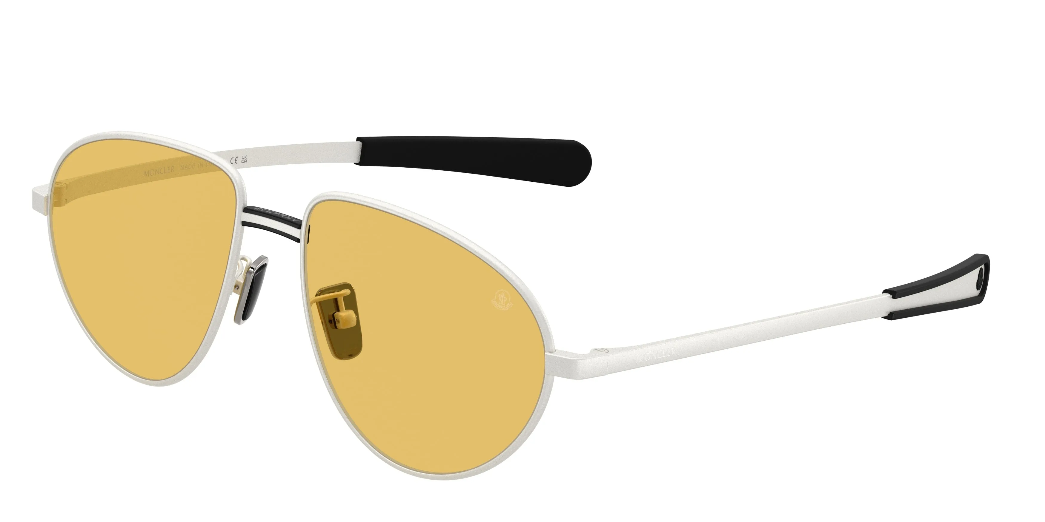Moncler ME4009 VIZLA 100485 Occhiali da sole Metallo Argento Giallo Pilot Normale - immagine 1