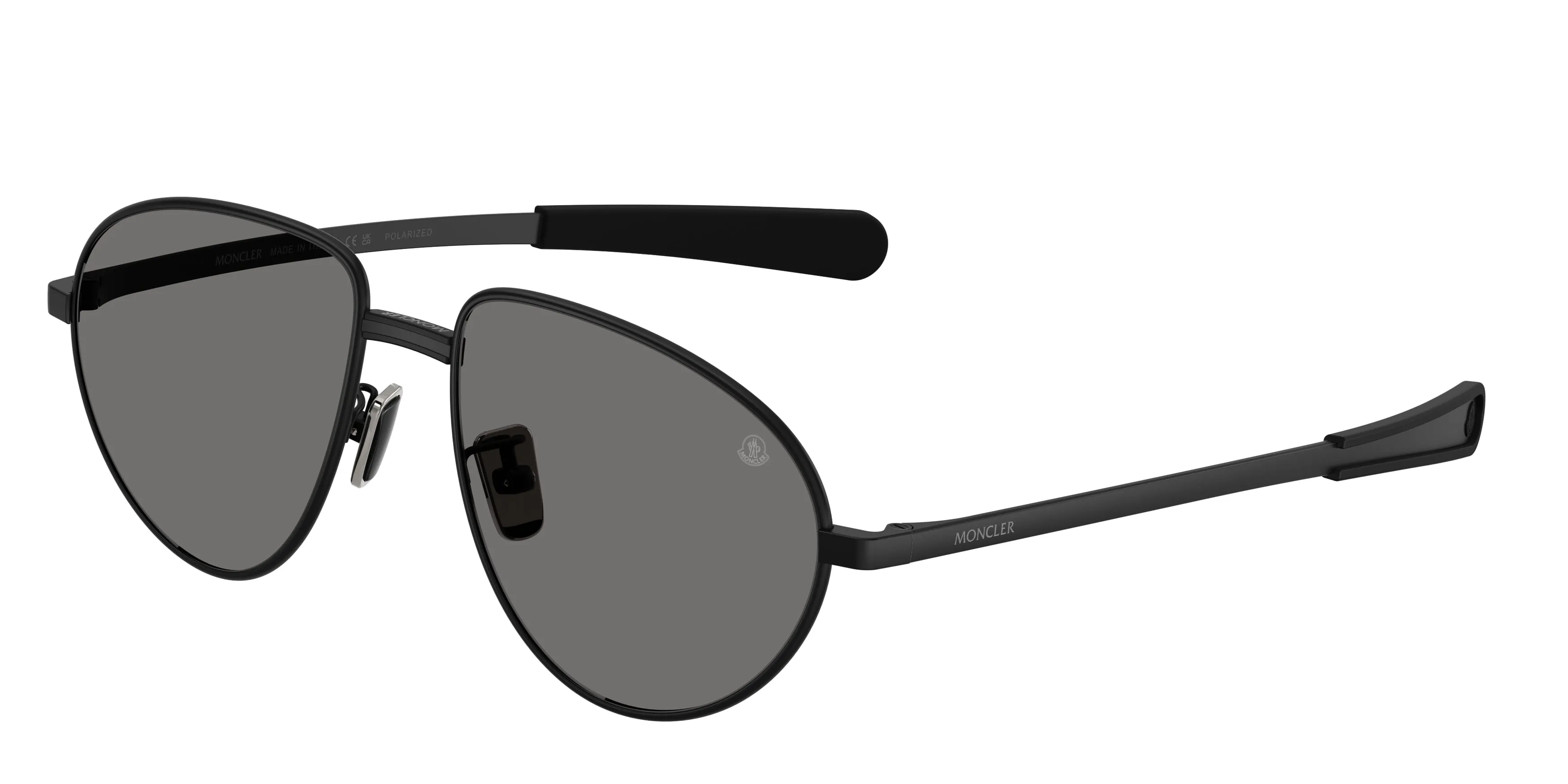 Moncler ME4009 VIZLA 100181 Occhiali da sole Metallo Nero Grigio Pilot Polarizzata - immagine 1