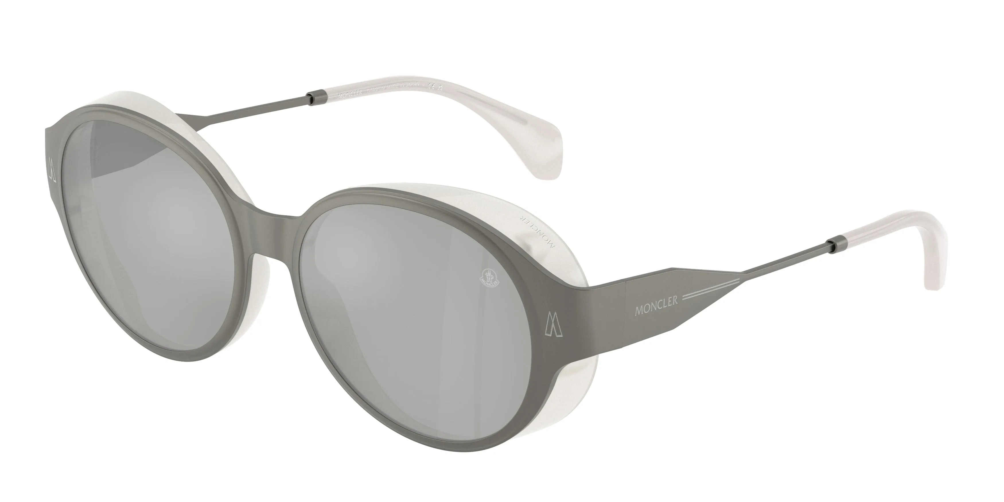 Moncler ME4005T AUROS 10058V Occhiali da sole Titanio Grigio Argento Rotonda Normale - immagine 1
