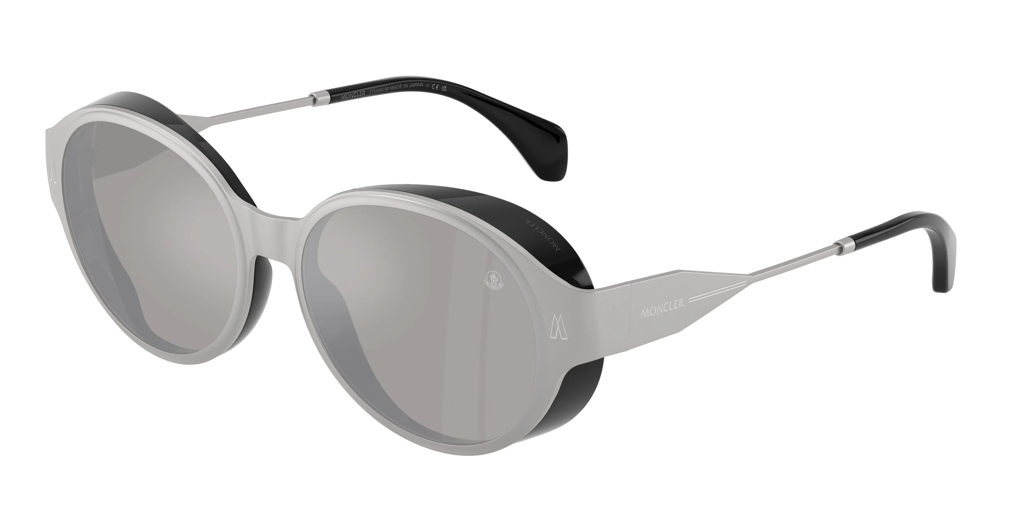 Moncler ME4005T AUROS 10046G Occhiali da sole Titanio Argento Argento Rotonda Normale - immagine 1