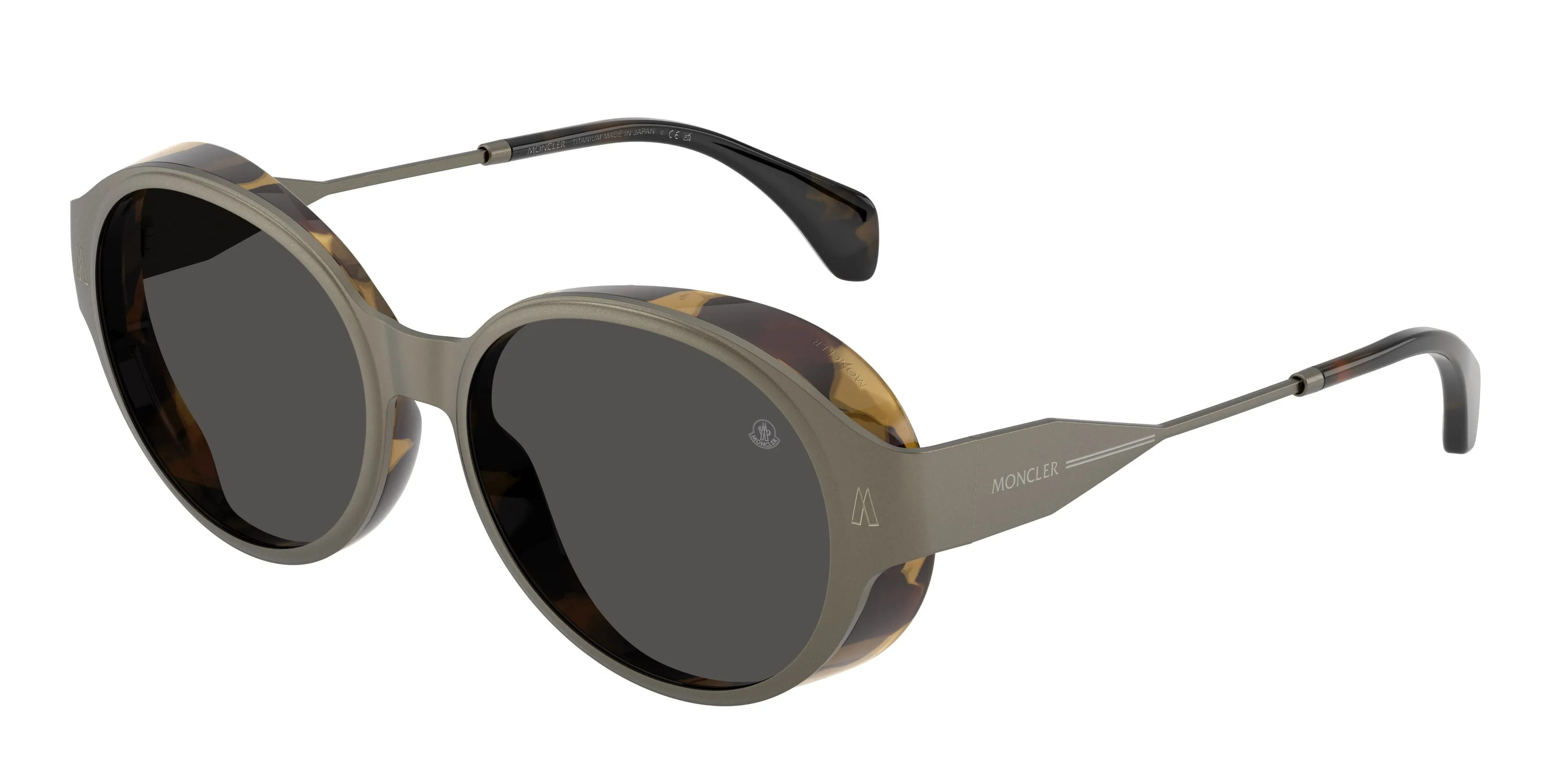 Moncler ME4005T AUROS 100287 Occhiali da sole Titanio Grigio Grigio Rotonda Normale - immagine 1