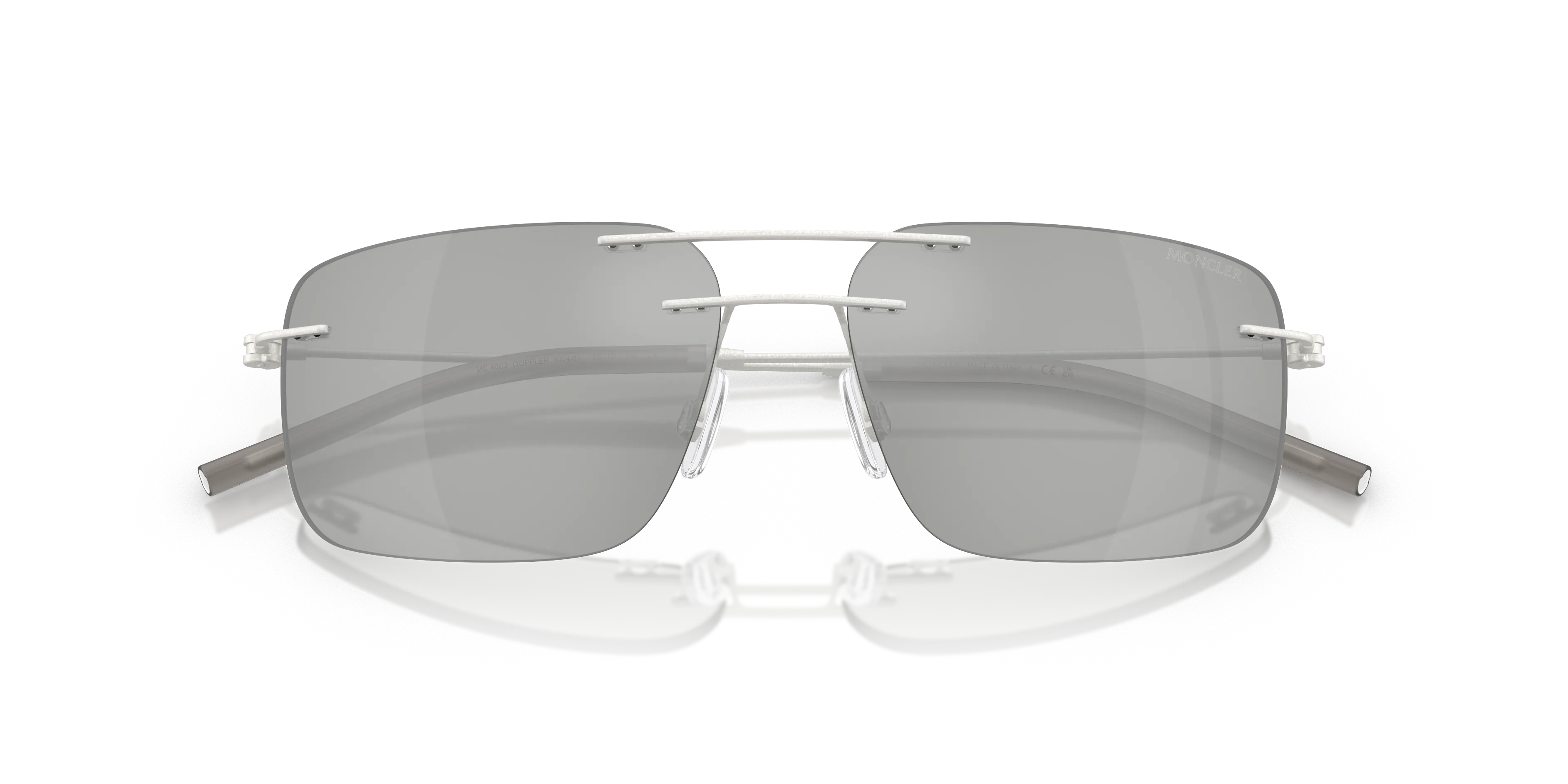 Moncler ME4003 DOPPLER 10048V Occhiali da sole Acciaio Argento Grigio Squadrata Specchiate - immagine 2