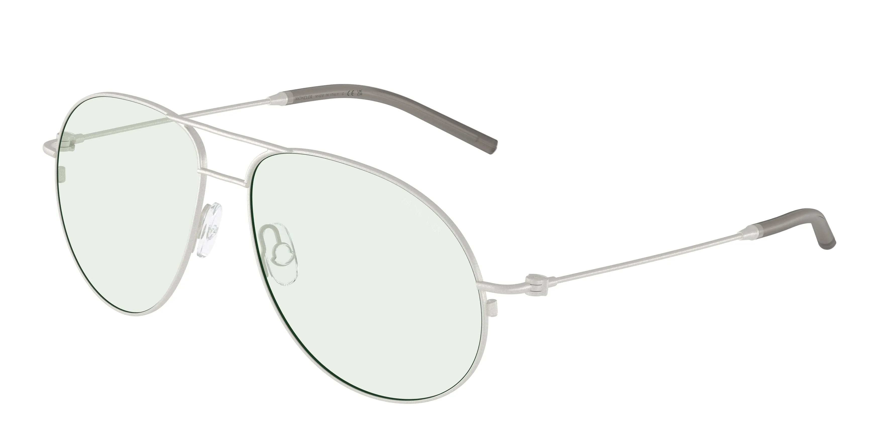Moncler ME4002 FLYZE 1004M1 Occhiali da sole Acciaio Argento Verde Pilot Fotocromatiche - immagine 1