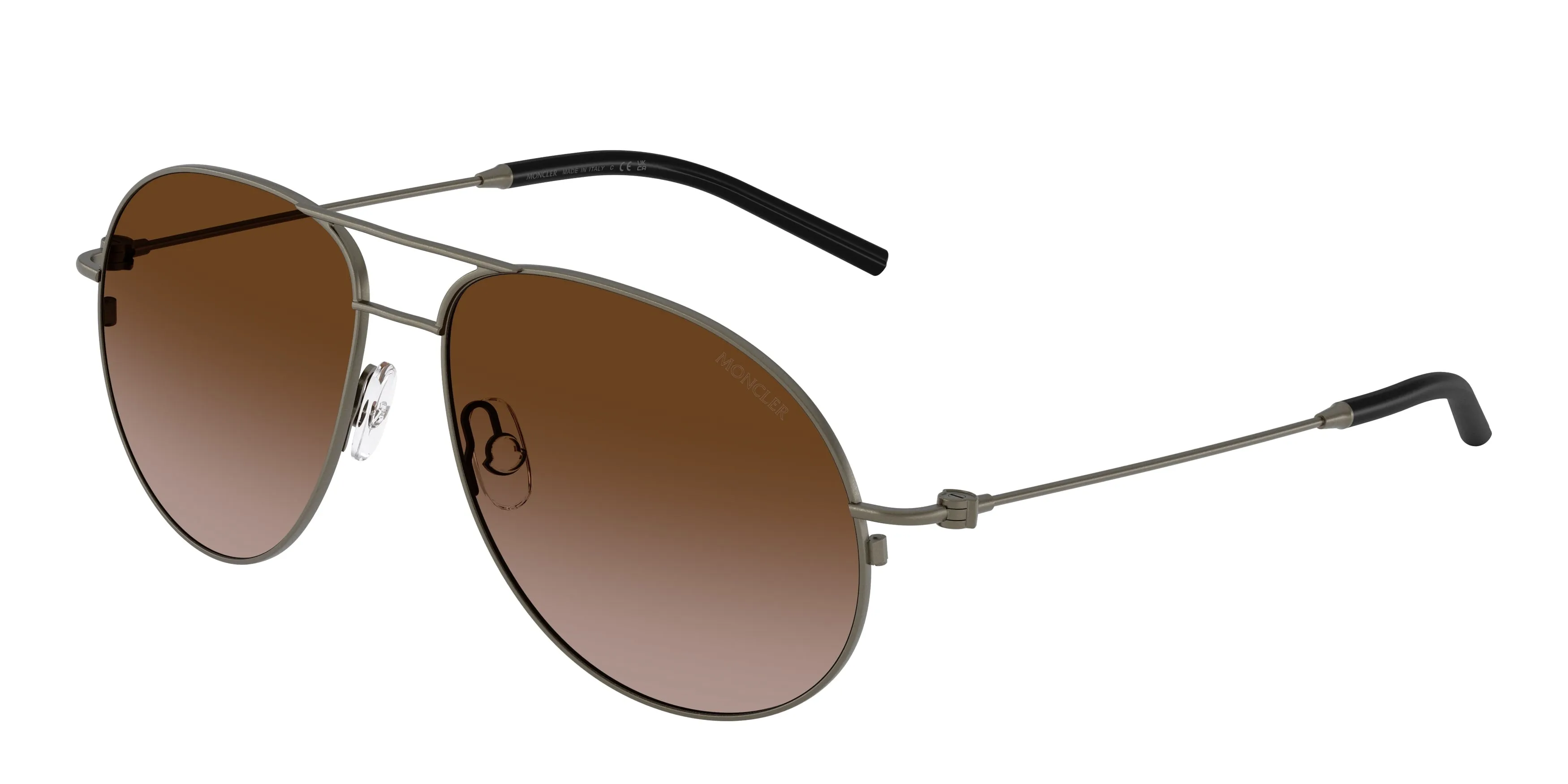 Moncler ME4002 FLYZE 100213 Occhiali da sole Acciaio Grigio Marrone Pilot Normale Sfumato - immagine 1