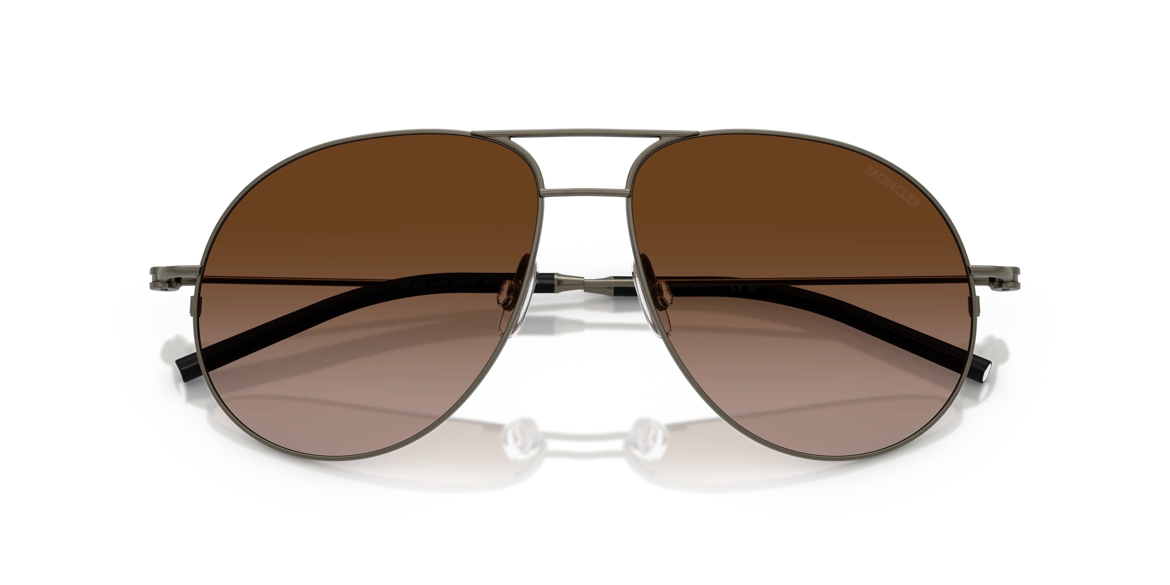 Moncler ME4002 FLYZE 100213 Occhiali da sole Acciaio Grigio Marrone Pilot Normale Sfumato - immagine 2