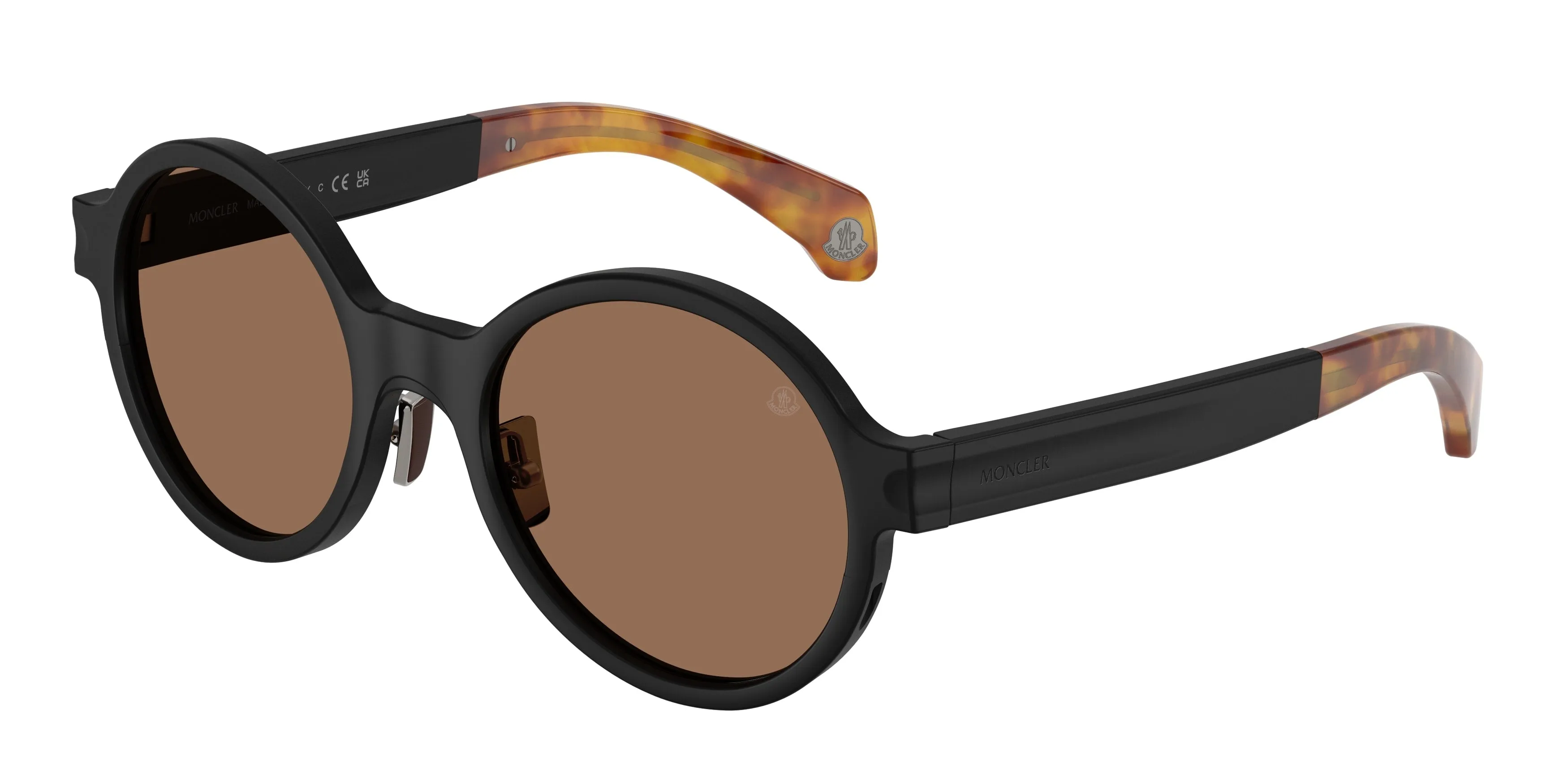 Moncler ME4001 RONDO 101473 Occhiali da sole Alluminio Nero Marrone Rotonda Normale - immagine 1