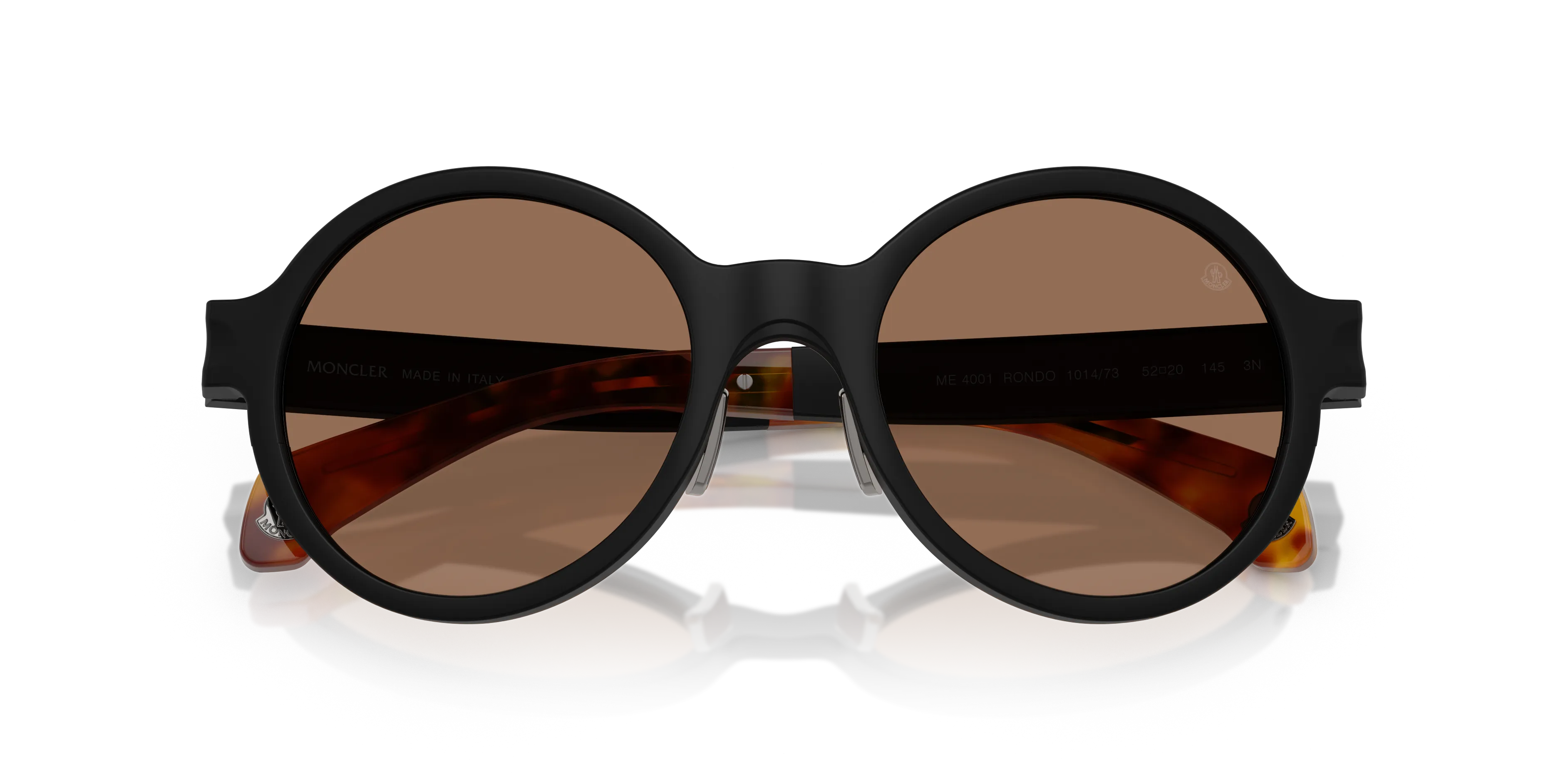 Moncler ME4001 RONDO 101473 Occhiali da sole Alluminio Nero Marrone Rotonda Normale - immagine 2