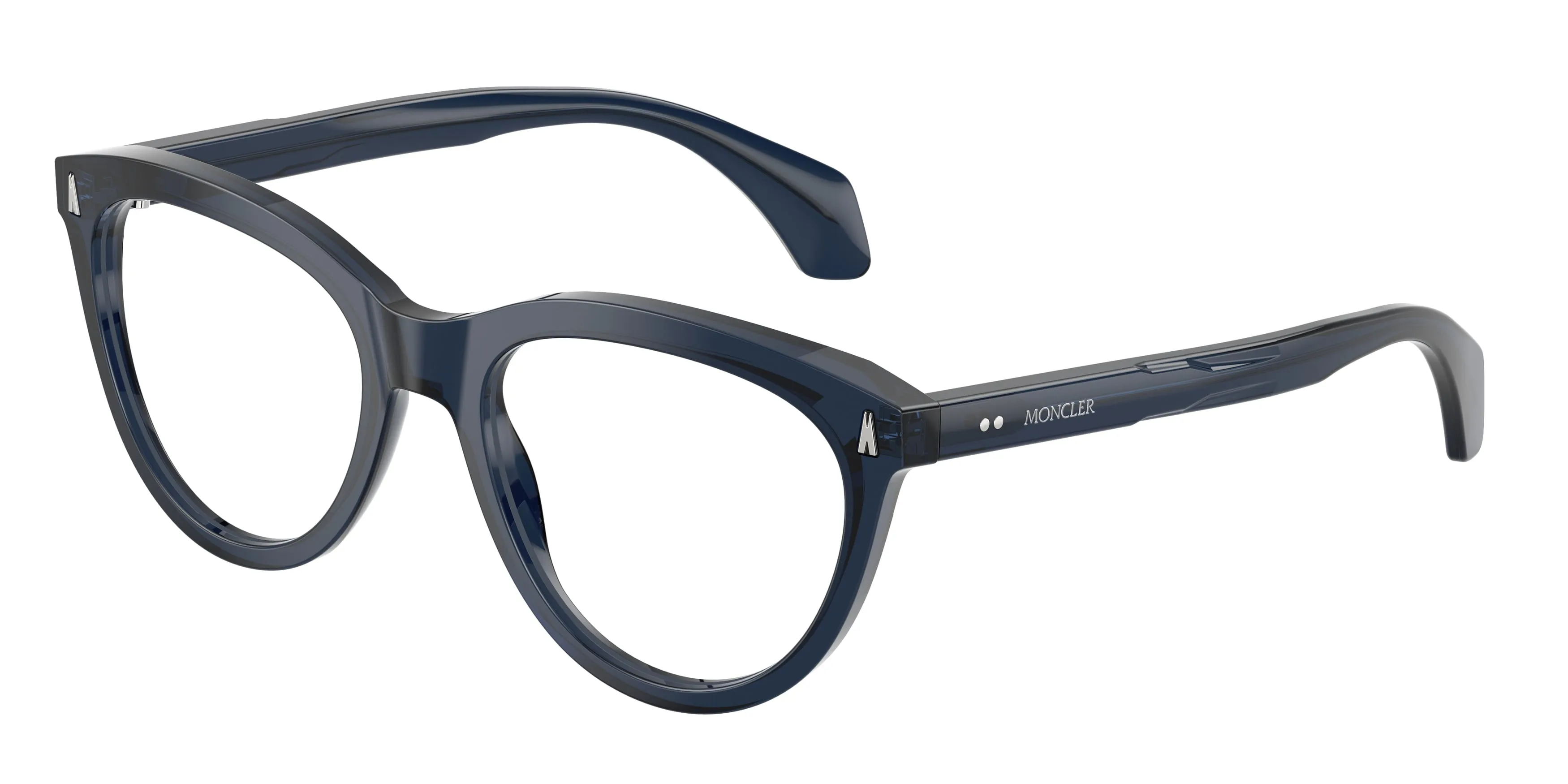 Moncler ME2026 3020 Montature da vista Acetato Blu Trasparente Rotonda Normale - immagine 1
