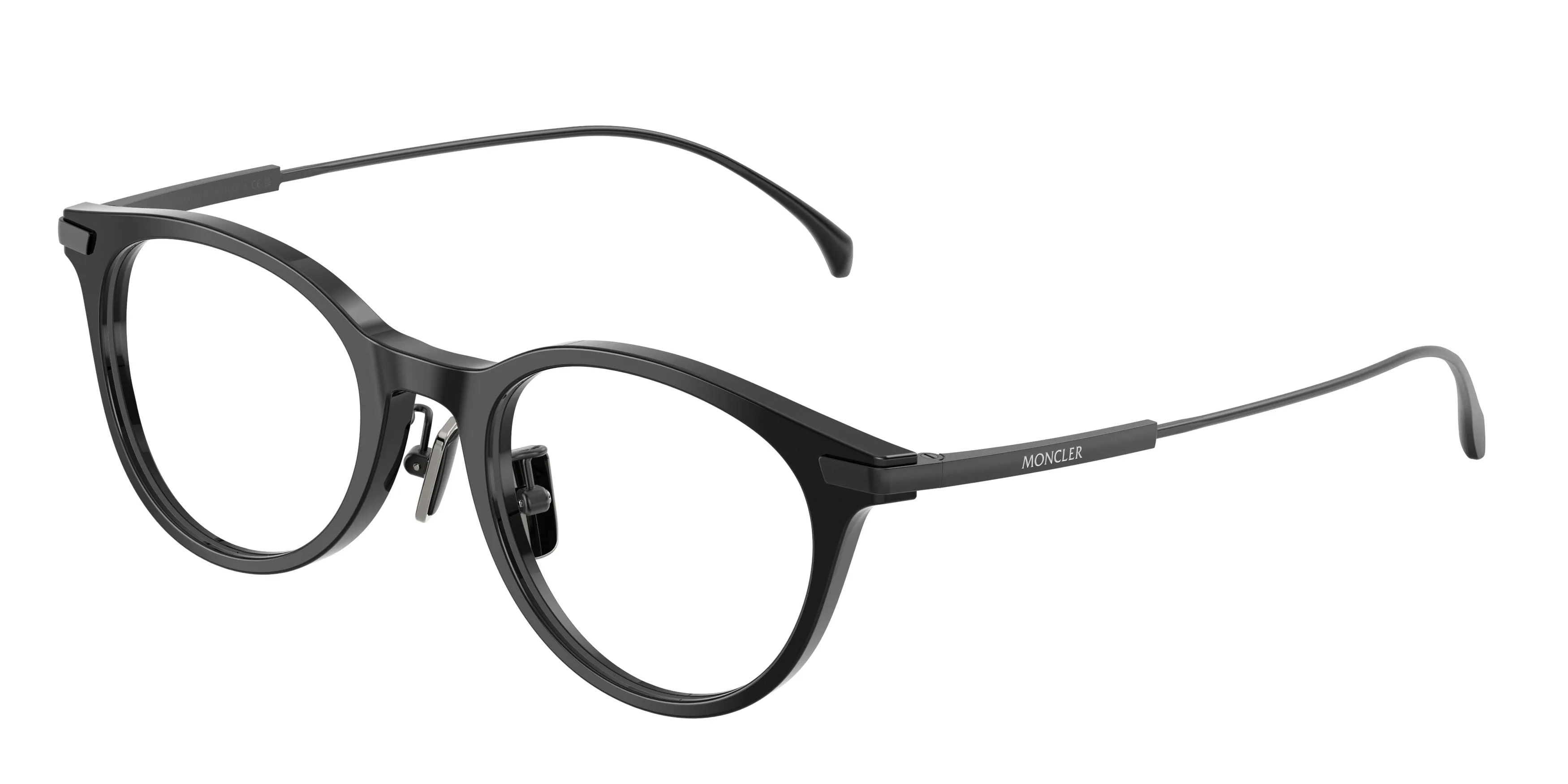 Moncler ME2022D 3001 Montature da vista Acetato Nero Trasparente Rotonda Normale - immagine 1