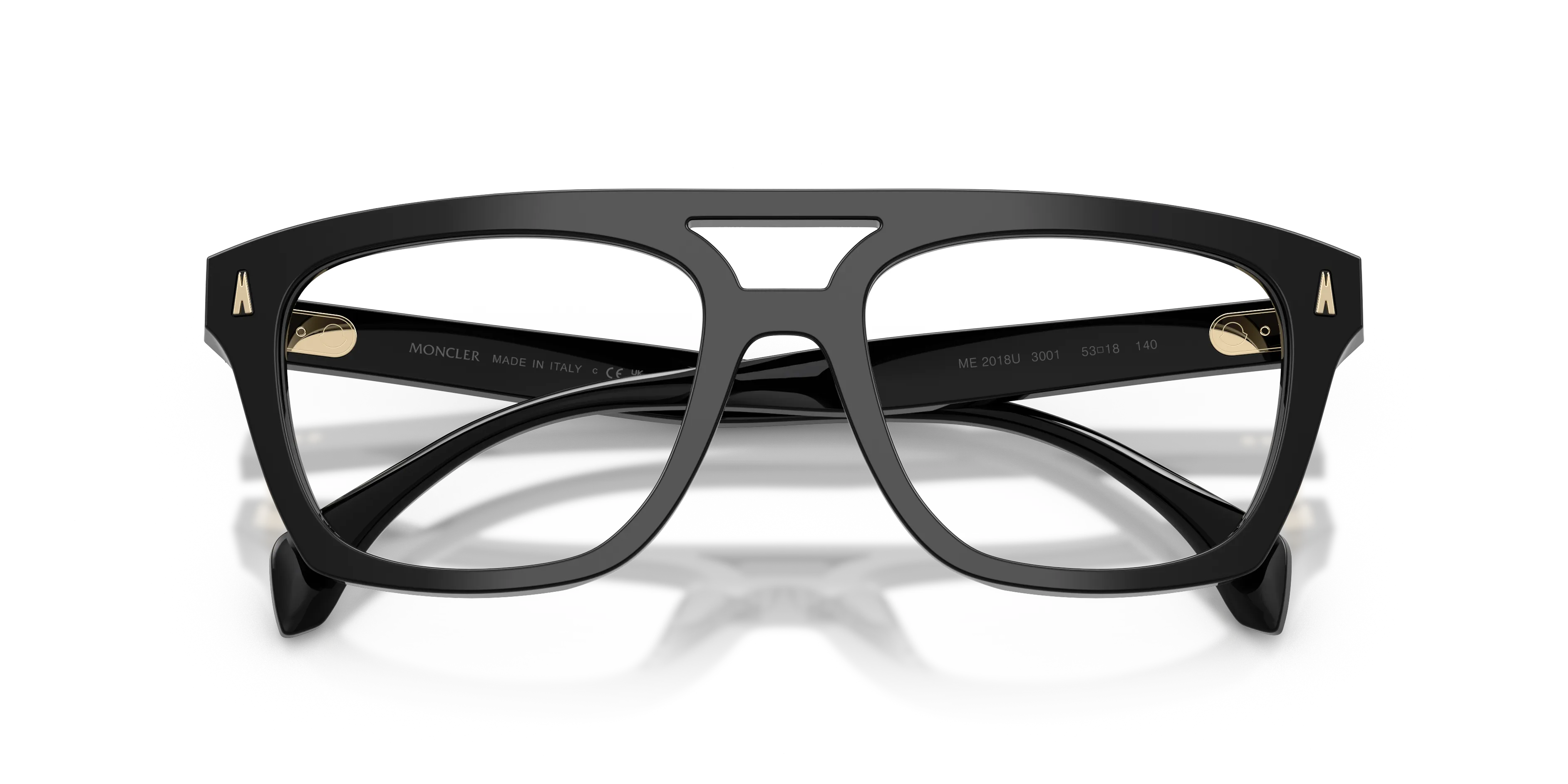 Moncler ME2018U 3001 Montature da vista Acetato Nero Trasparente Squadrata Normale - immagine 2
