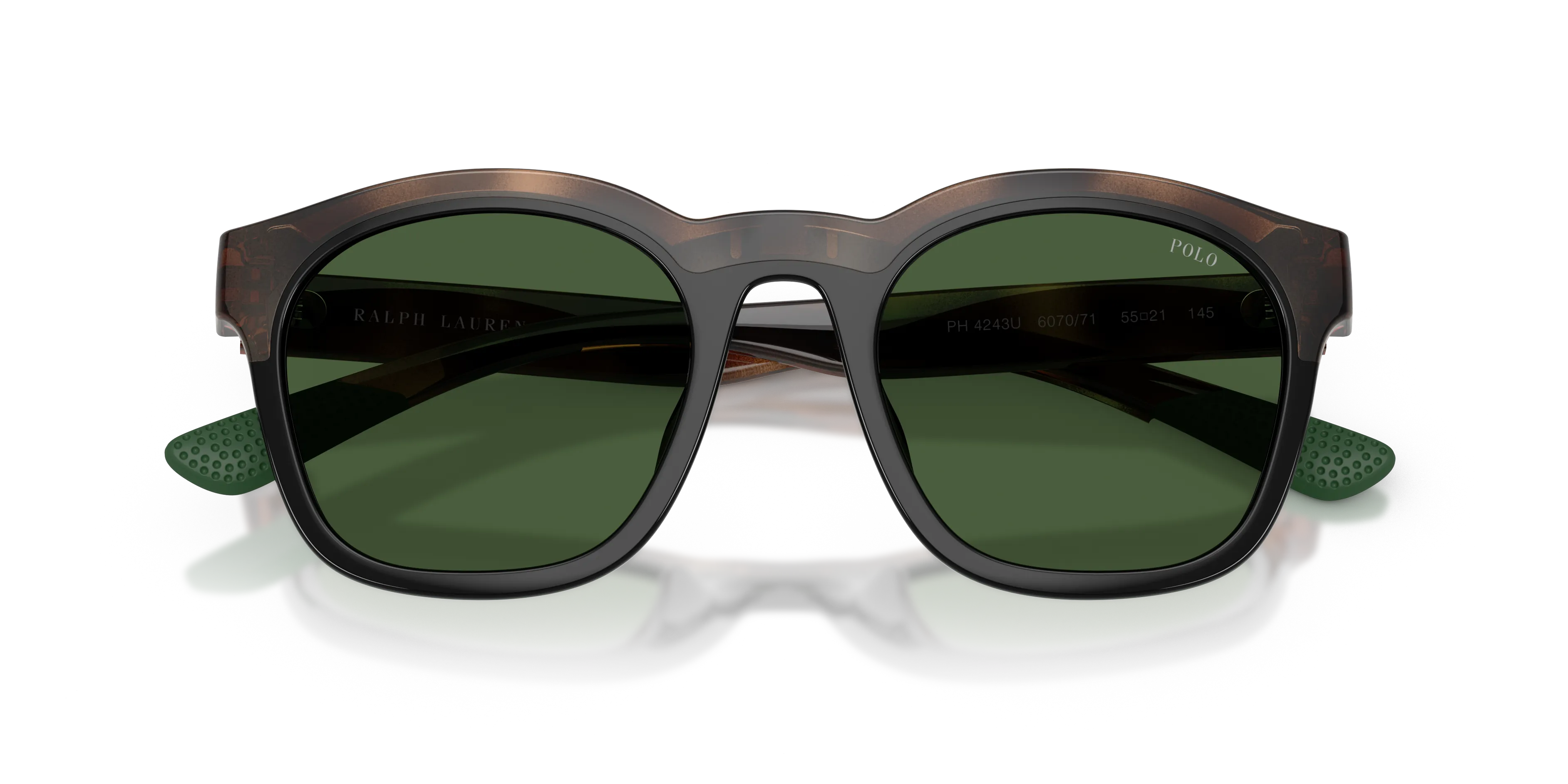 Polo Ralph Lauren PH4243U 607071 Occhiali da sole Iniettato Nero Verde Squadrata Normale - immagine 2