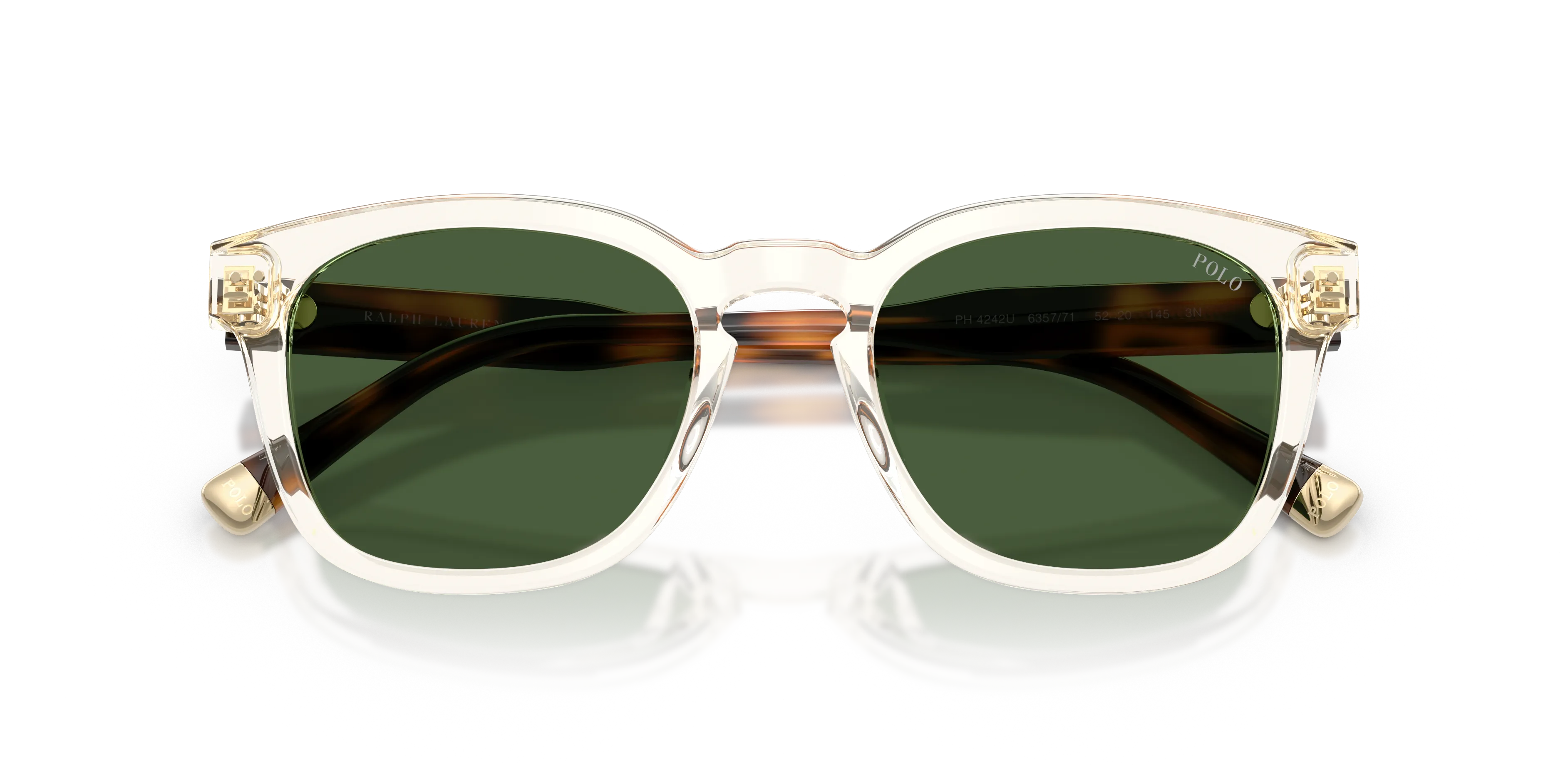 Polo Ralph Lauren PH4242U 635771 Occhiali da sole Acetato Giallo Verde Squadrata Normale - immagine 2