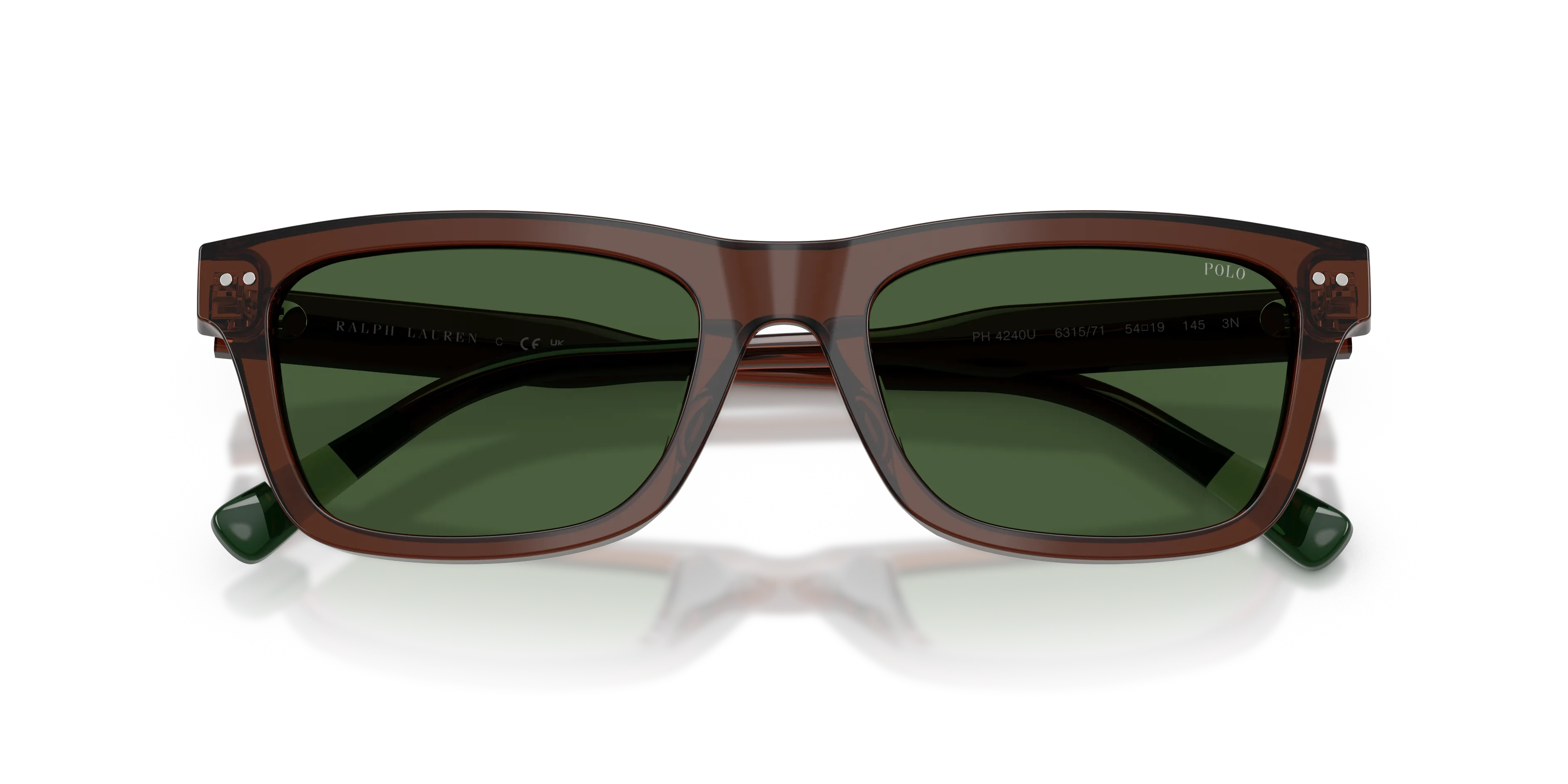 Polo Ralph Lauren PH4240U 631571 Occhiali da sole Acetato Marrone Verde Pillow Normale - immagine 2