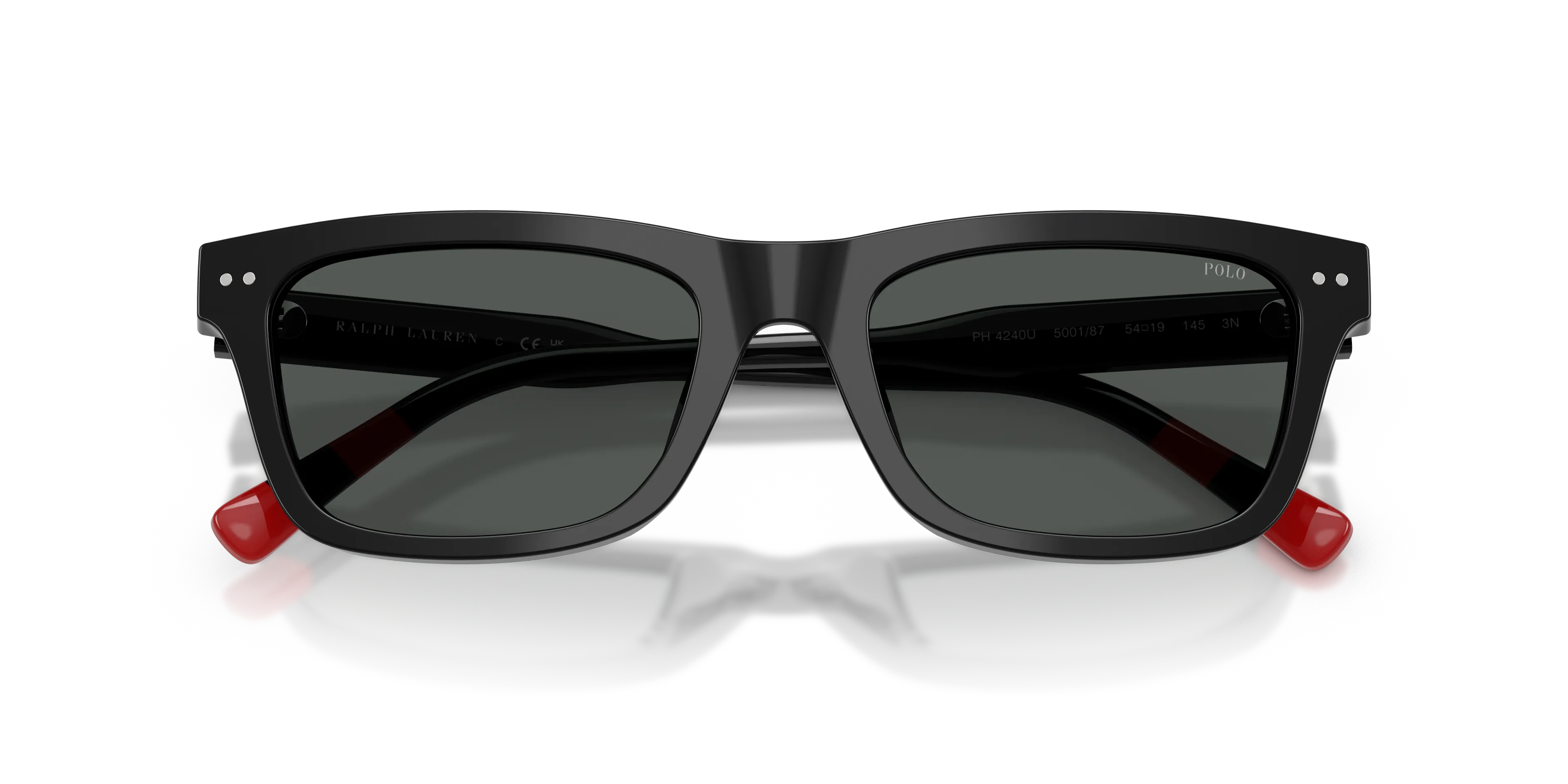 Polo Ralph Lauren PH4240U 500187 Occhiali da sole Acetato Nero Grigio Pillow Normale - immagine 2