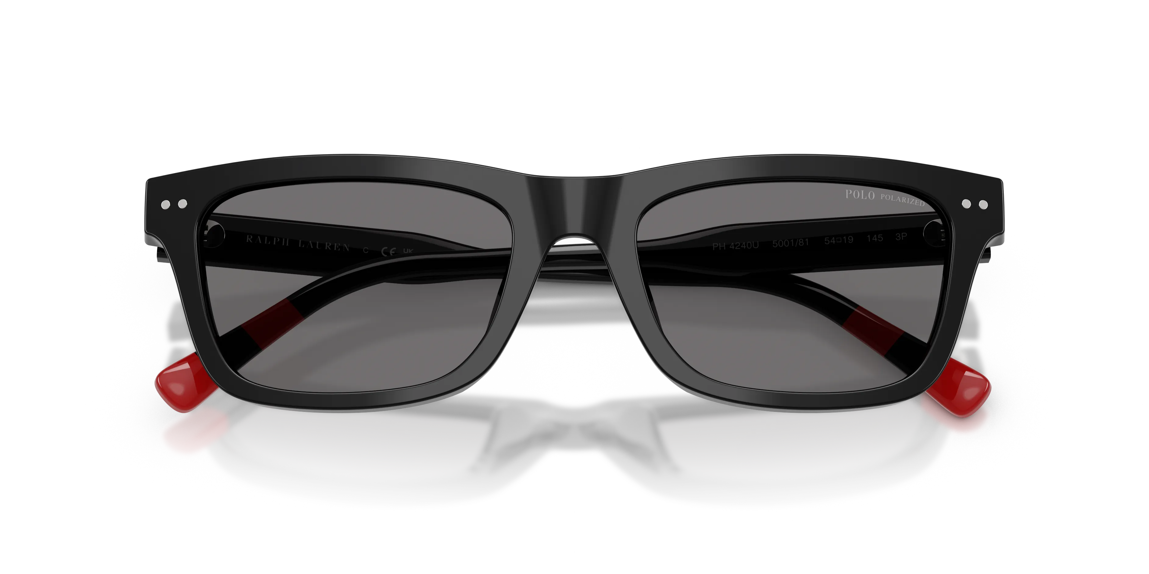 Polo Ralph Lauren PH4240U 500181 Occhiali da sole Acetato Nero Grigio Pillow Polarizzata - immagine 2