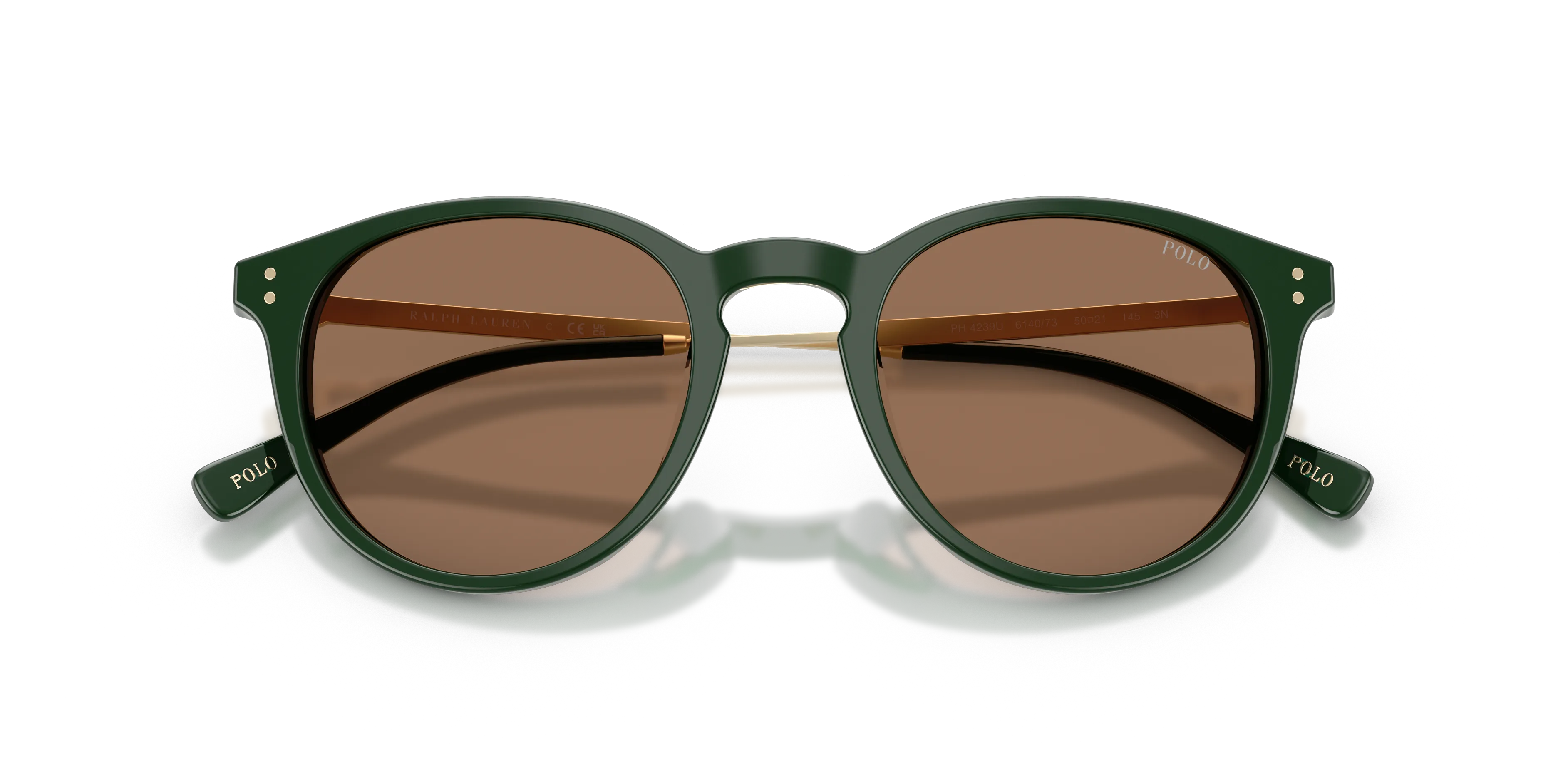 Polo Ralph Lauren PH4239U 614073 Occhiali da sole Acetato Verde Marrone Pantos Normale - immagine 2