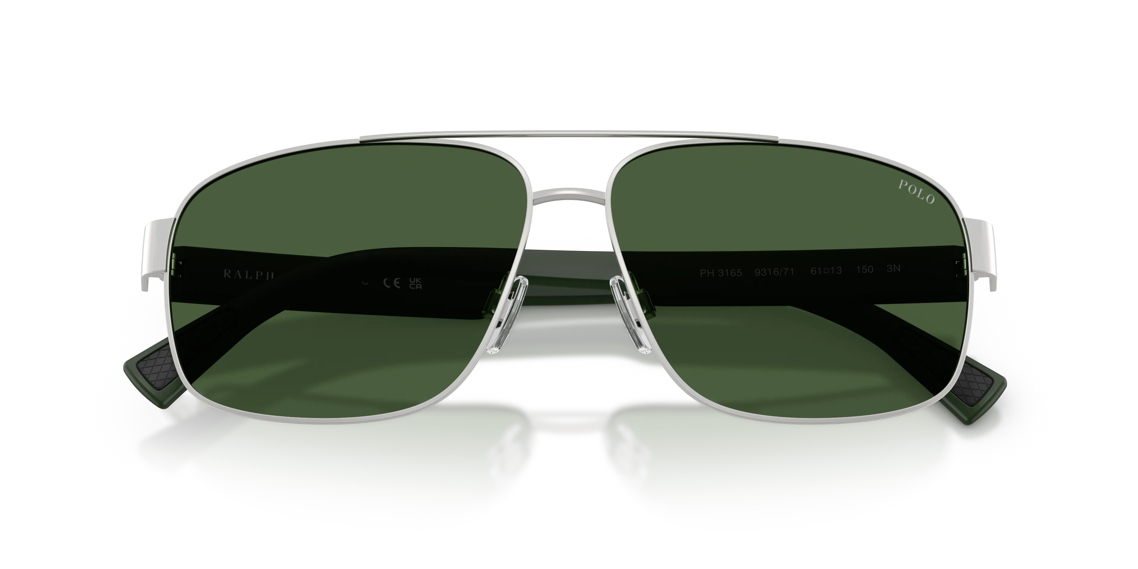 Polo Ralph Lauren PH3165 931671 Occhiali da sole Metallo Argento Verde Pilot Normale - immagine 2