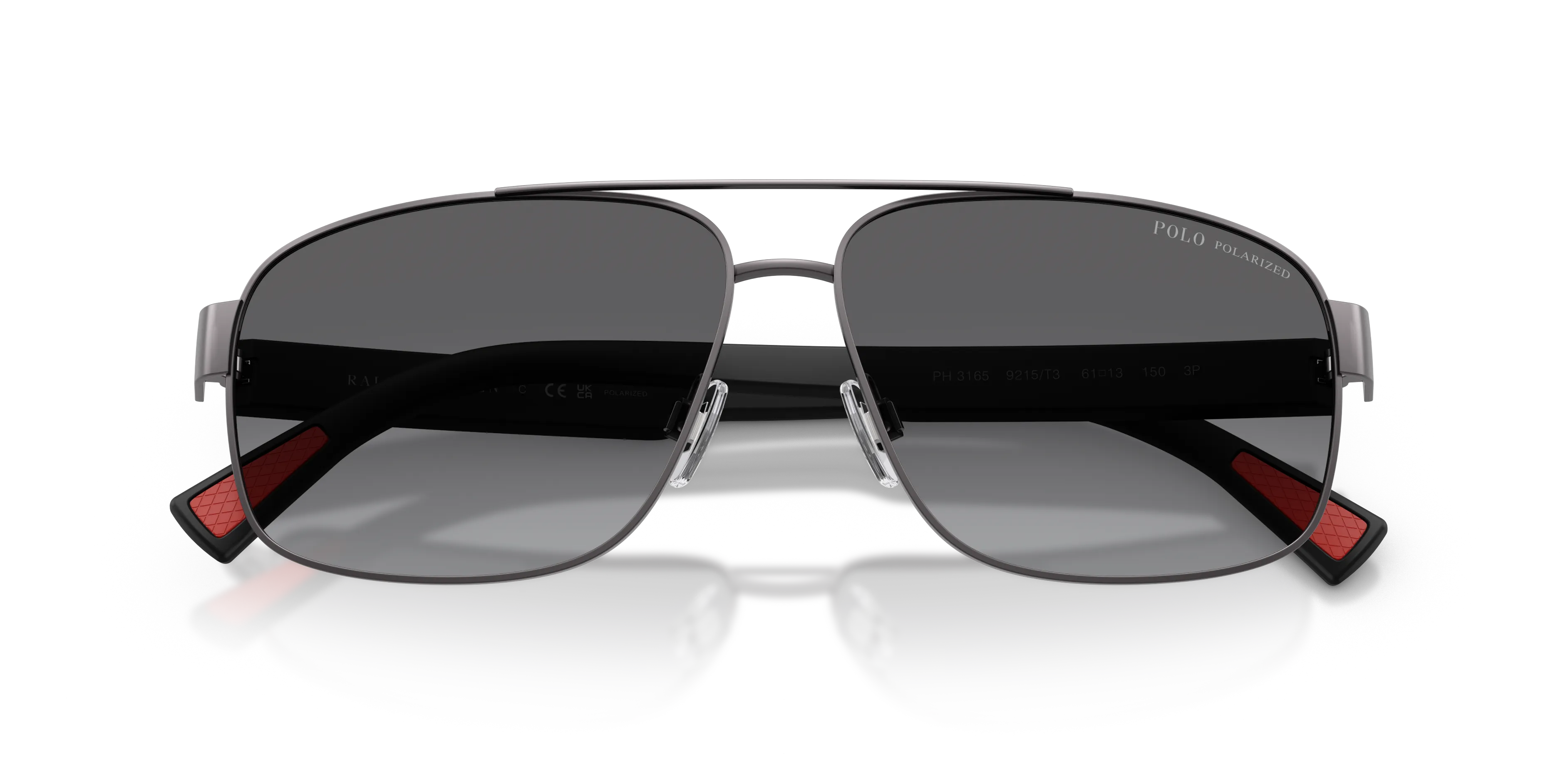 Polo Ralph Lauren PH3165 9215T3 Occhiali da sole Metallo Grigio Grigio Pilot Polarizzata Sfumato - immagine 2