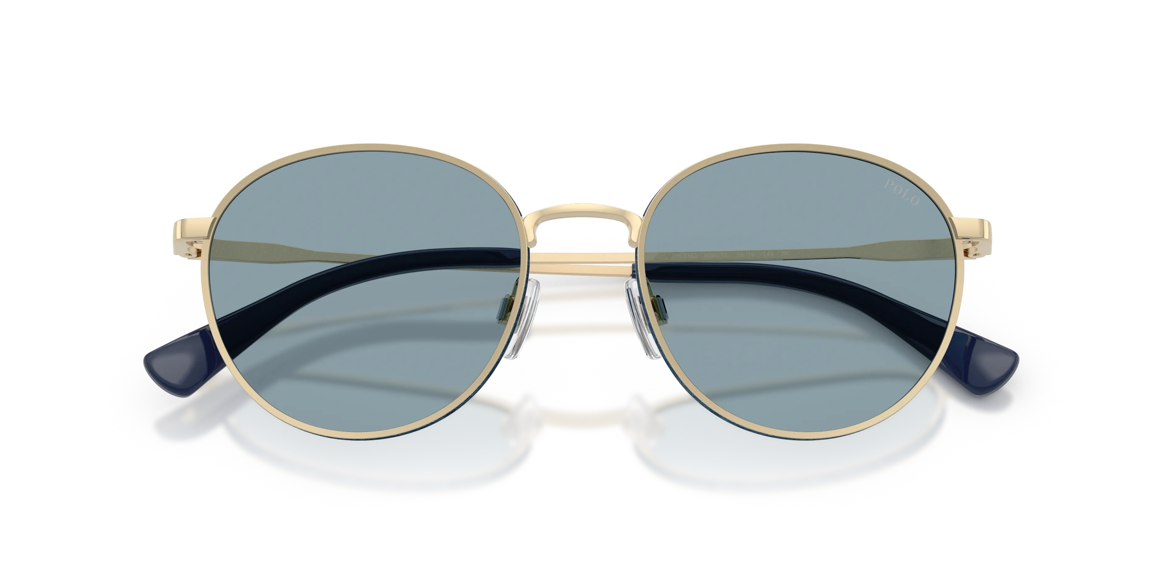 Polo Ralph Lauren PH3163 928672 Occhiali da sole Metallo Oro Blu Pantos Normale - immagine 2