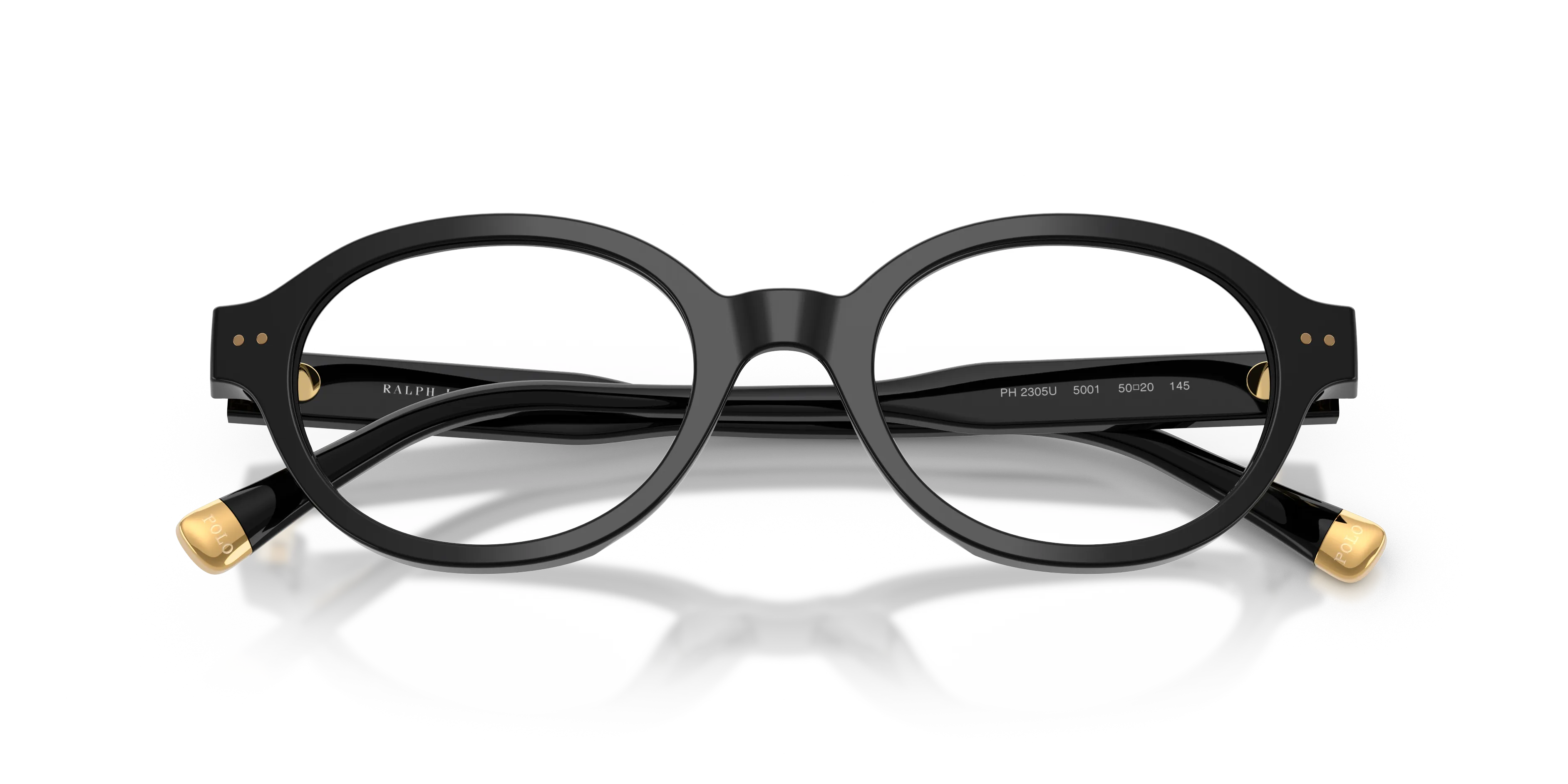 Polo Ralph Lauren PH2305U 5001 Montature da vista Acetato Nero Trasparente Rotonda Normale - immagine 2