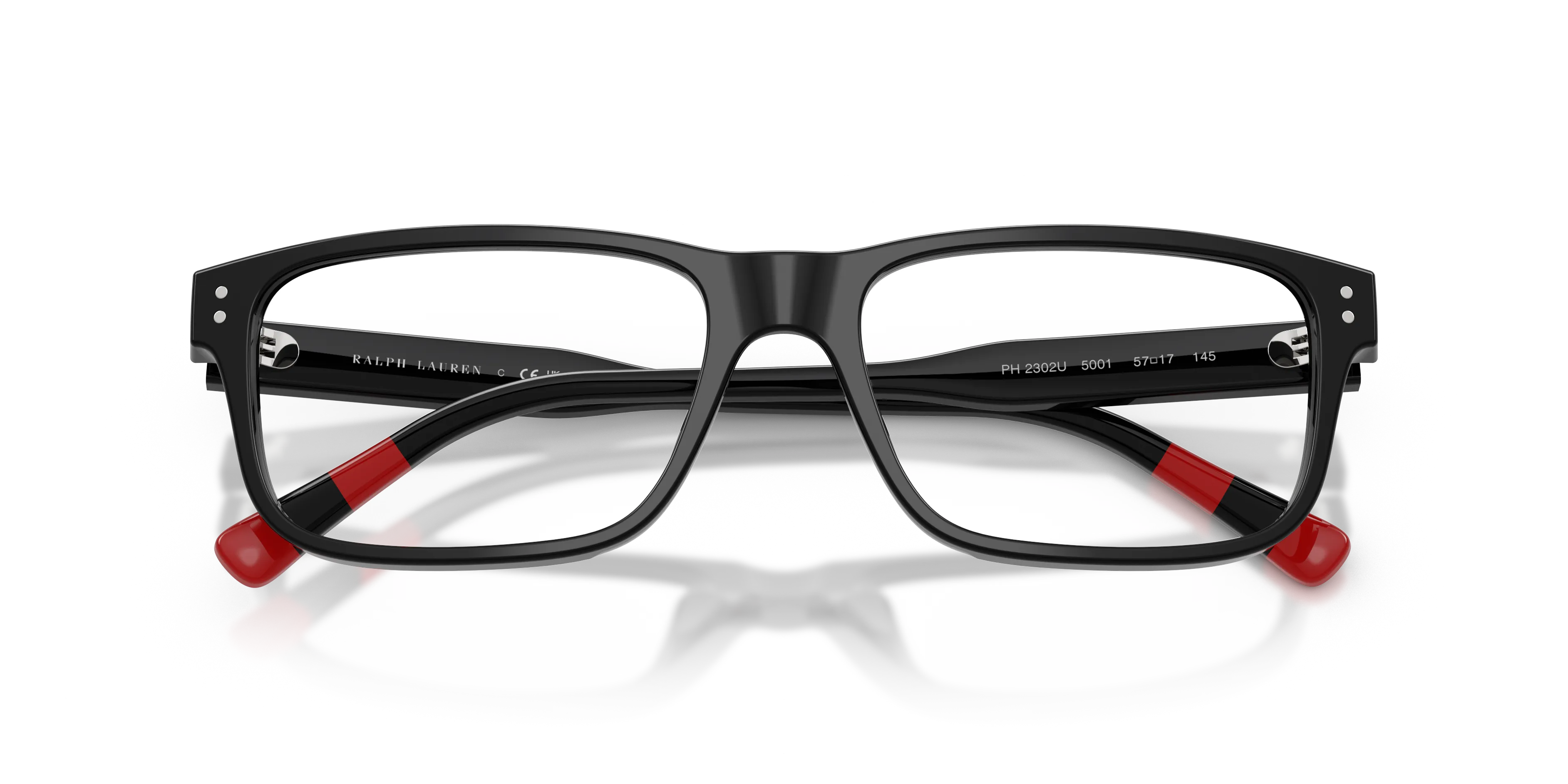 Polo Ralph Lauren PH2302U 5001 Montature da vista Acetato Nero Trasparente Squadrata Normale - immagine 2