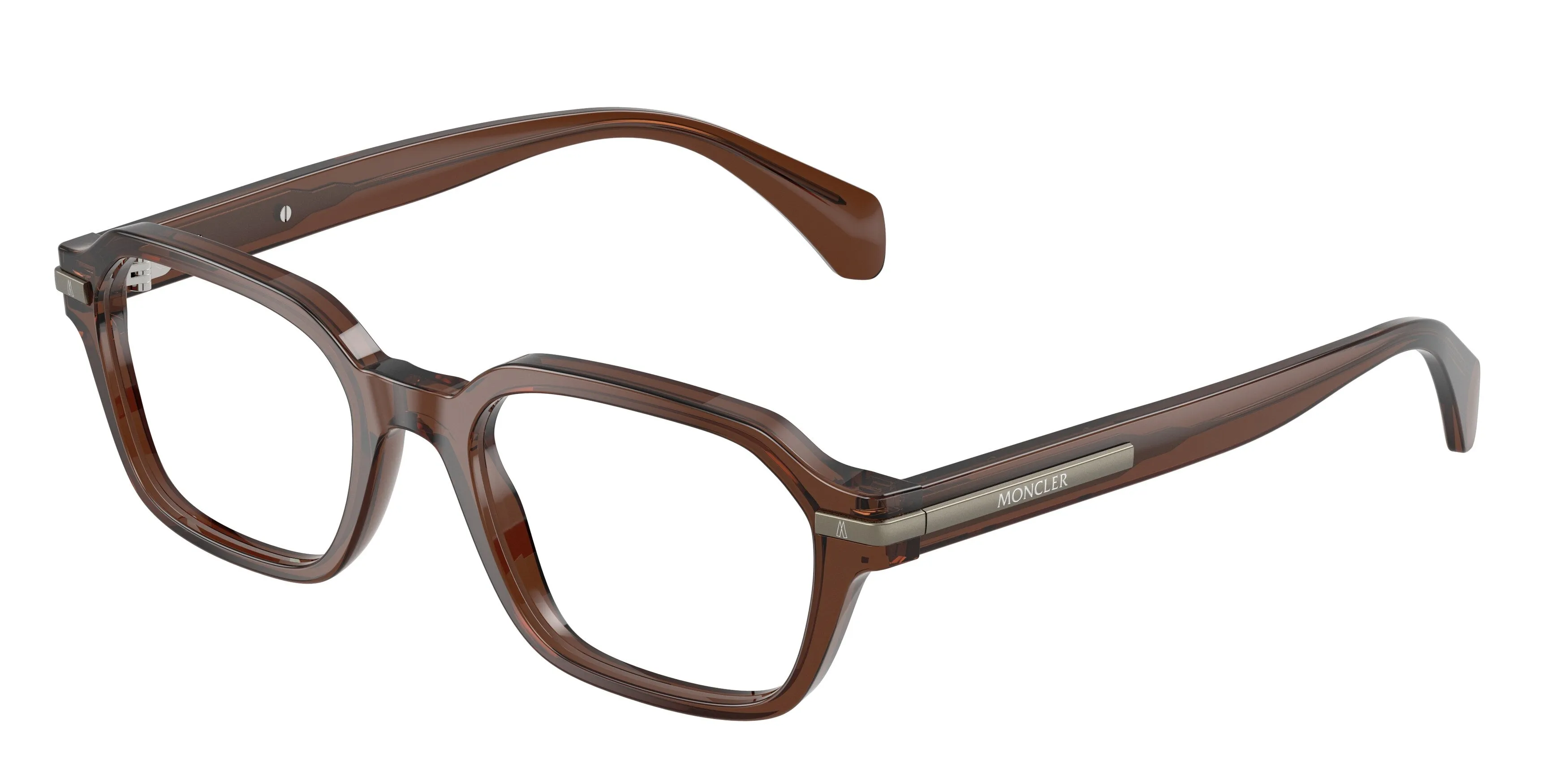 Moncler ME2015 3022 Montature da vista Acetato Marrone Trasparente Geometrica Normale - immagine 1