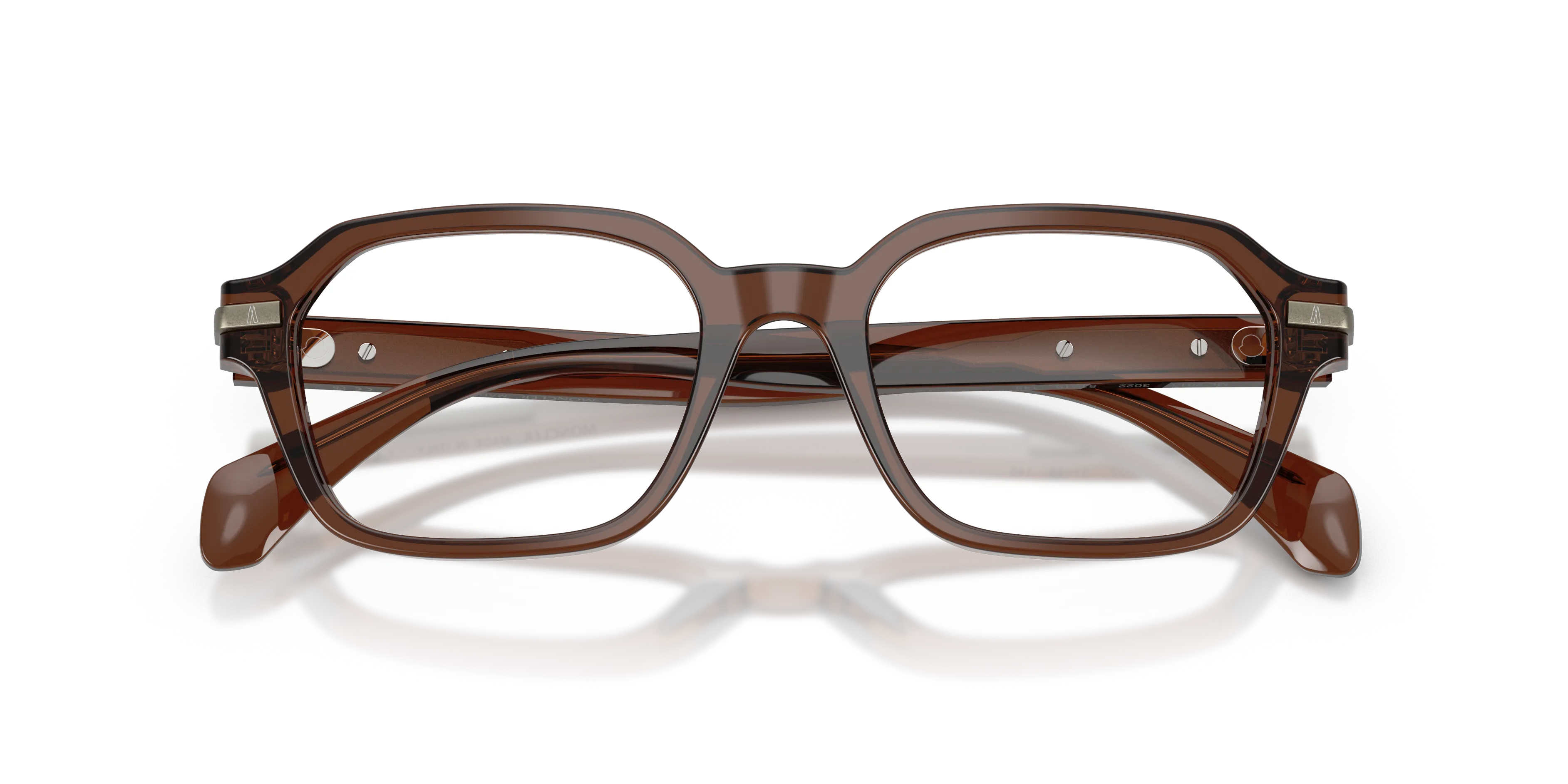 Moncler ME2015 3022 Montature da vista Acetato Marrone Trasparente Geometrica Normale - immagine 2