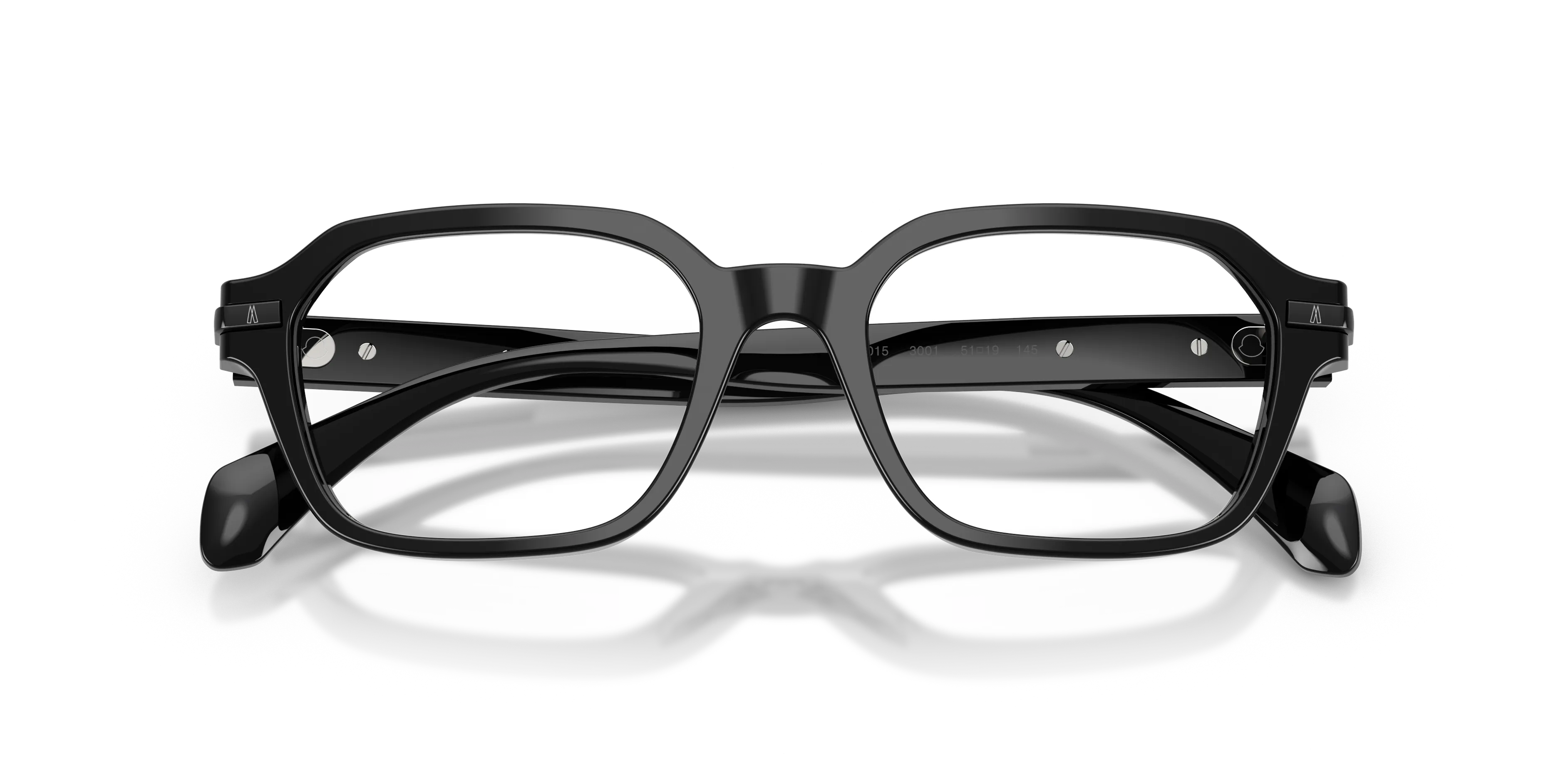 Moncler ME2015 3001 Montature da vista Acetato Nero Trasparente Geometrica Normale - immagine 2