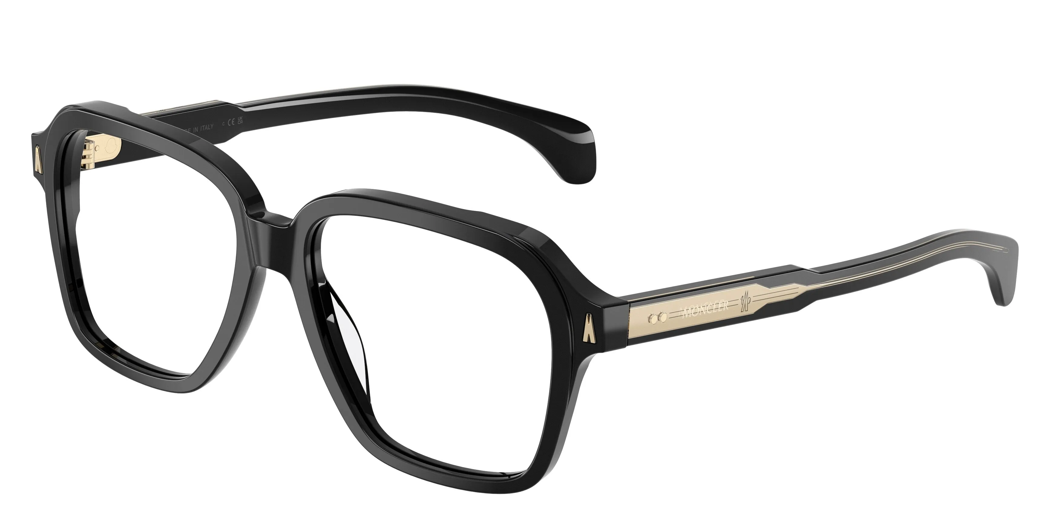 Moncler ME2010 3001 Montature da vista Acetato Nero Trasparente Squadrata Normale - immagine 1