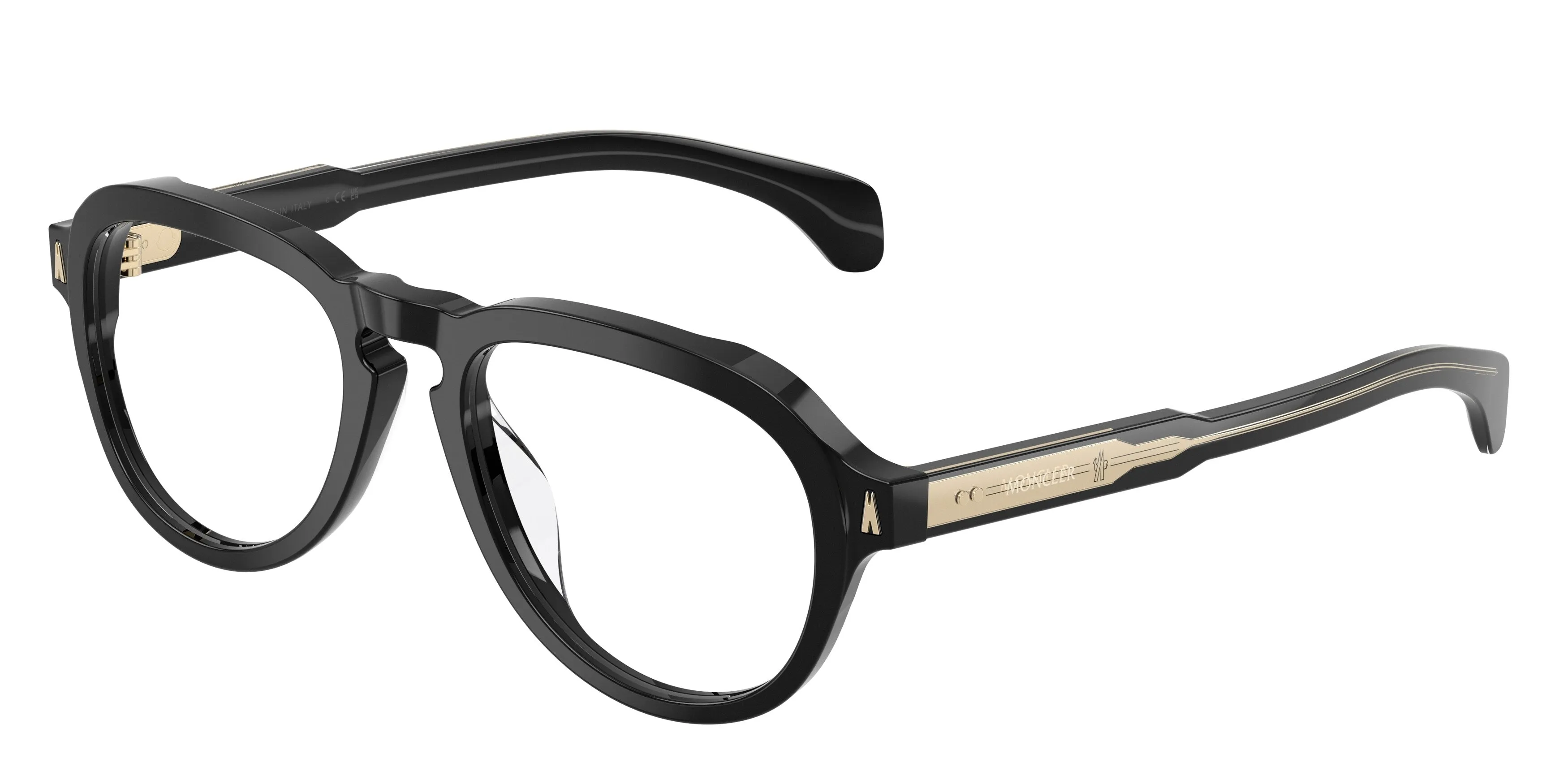 Moncler ME2009U 3001 Montature da vista Acetato Nero Trasparente Pilot Normale - immagine 1