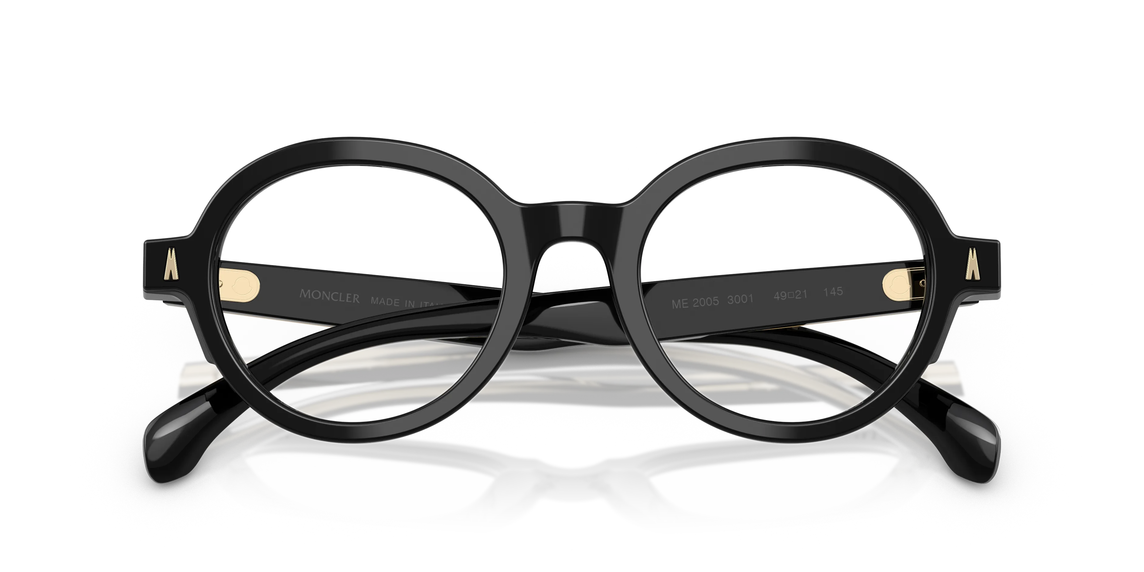 Moncler ME2005 3001 Montature da vista Acetato Nero Trasparente Rotonda Normale - immagine 2