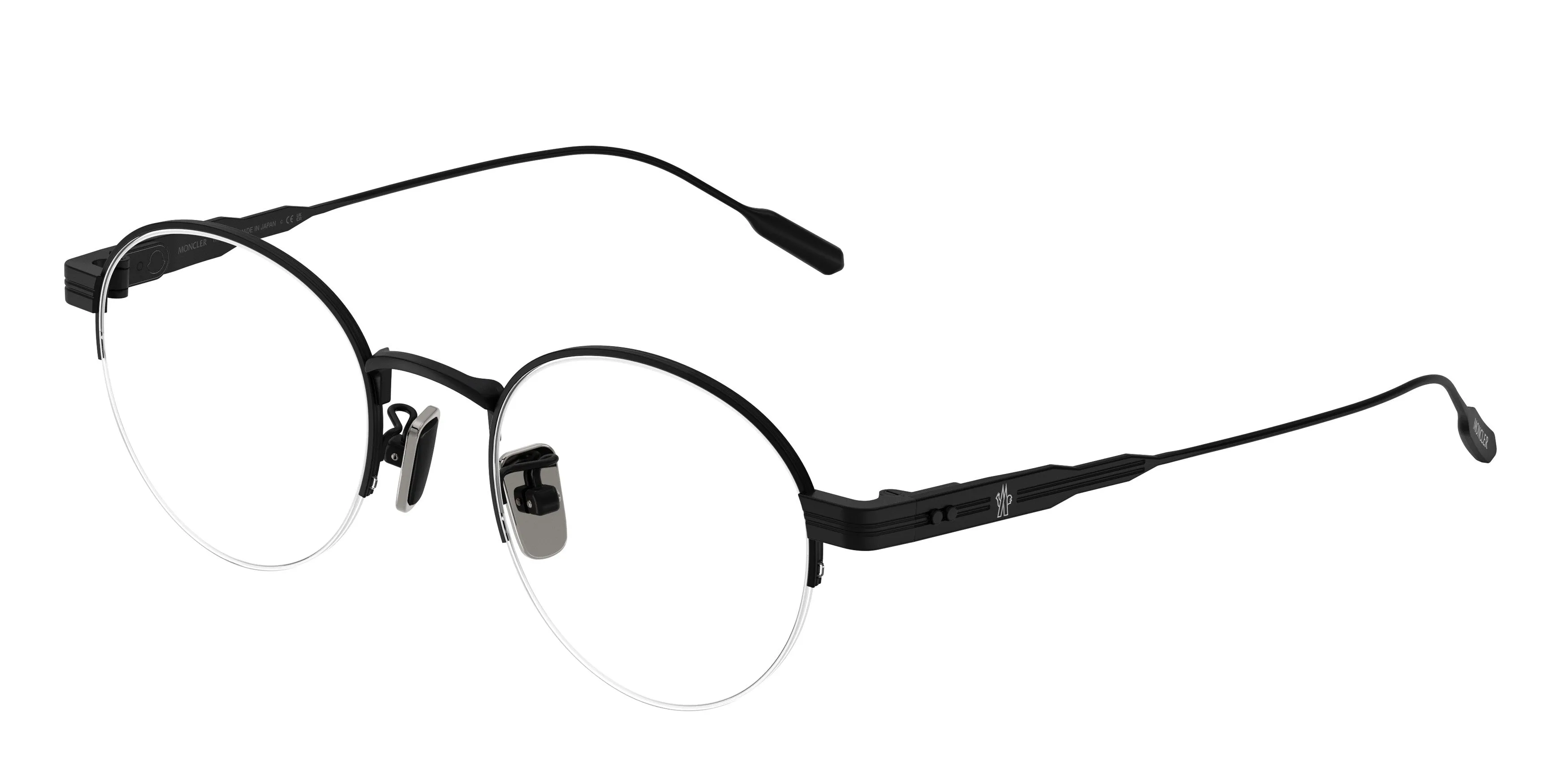 Moncler ME1016TD 1001 Montature da vista Titanio Nero Trasparente Rotonda Normale - immagine 1