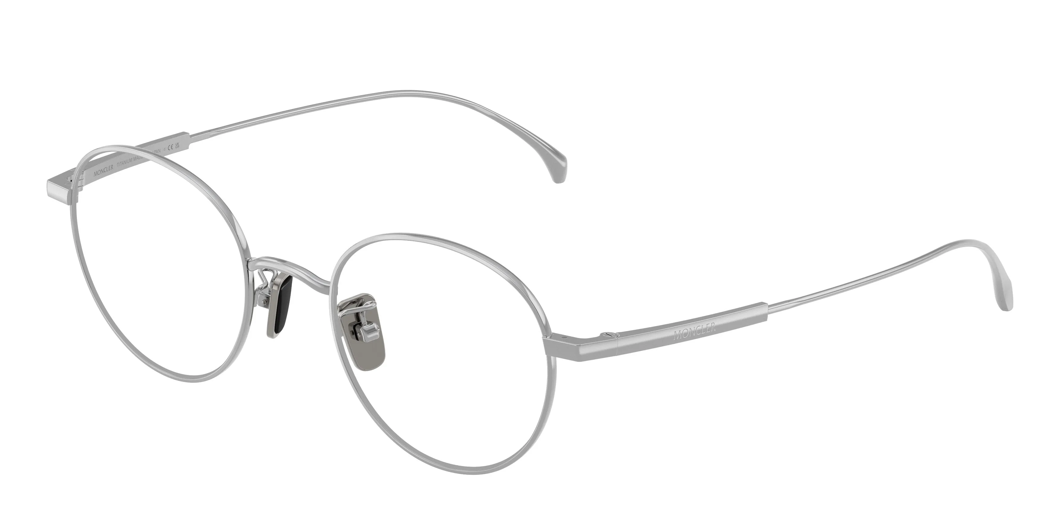 Moncler ME1013TD 1023 Montature da vista Titanio Argento Trasparente Rotonda Normale - immagine 1