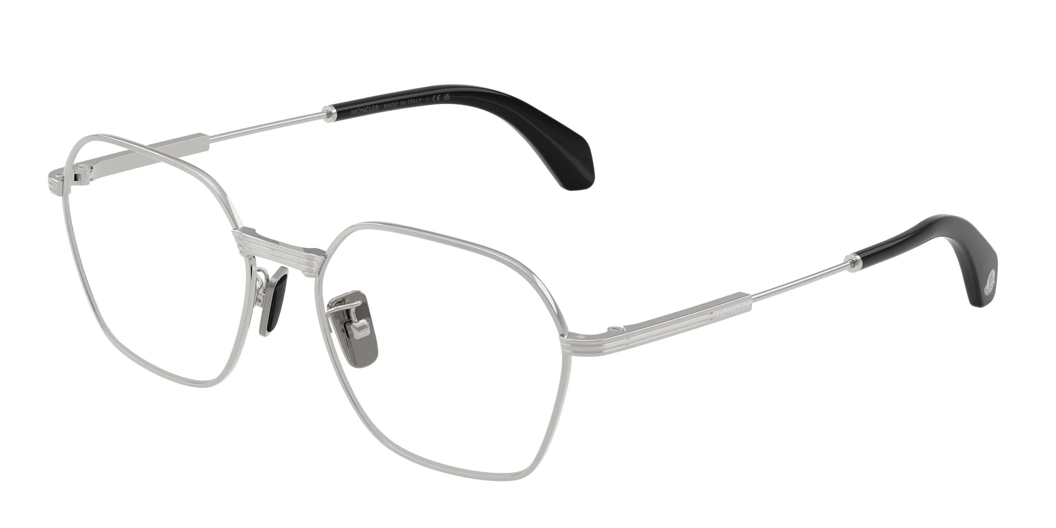 Moncler ME1012 1023 Montature da vista Acciaio Argento Trasparente Geometrica Normale - immagine 1