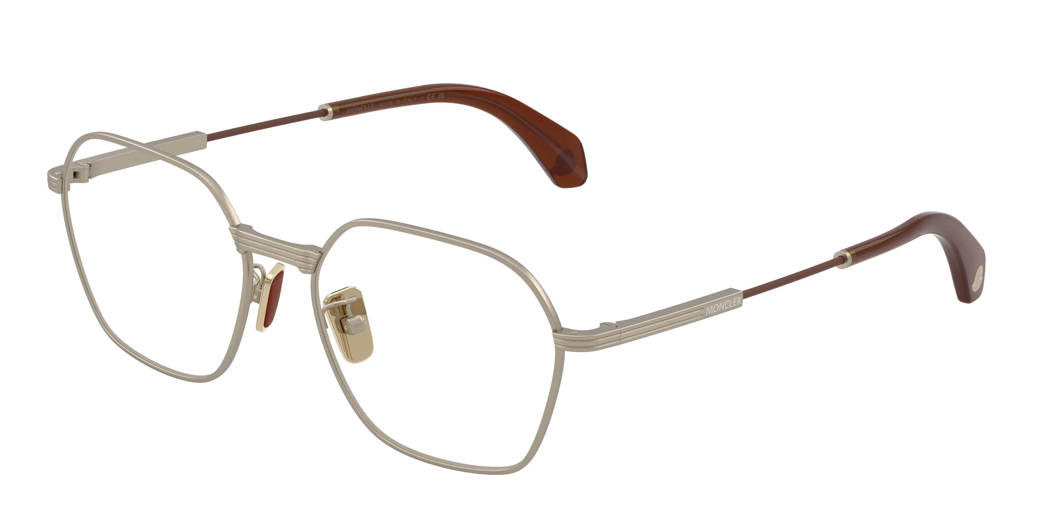 Moncler ME1012 1003 Montature da vista Acciaio Bronzo Trasparente Geometrica Normale - immagine 1