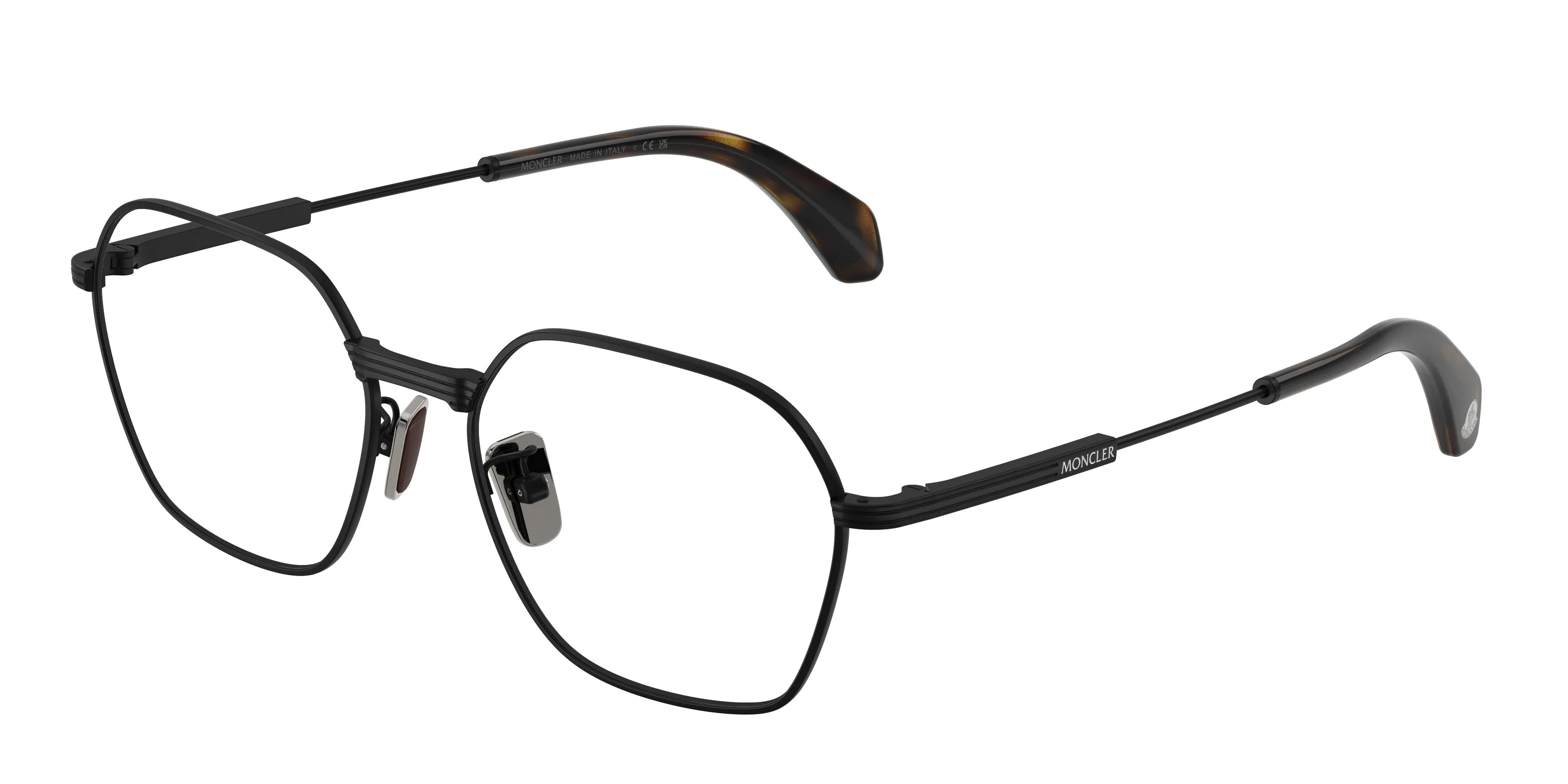 Moncler ME1012 1001 Montature da vista Acciaio Nero Trasparente Geometrica Normale - immagine 1