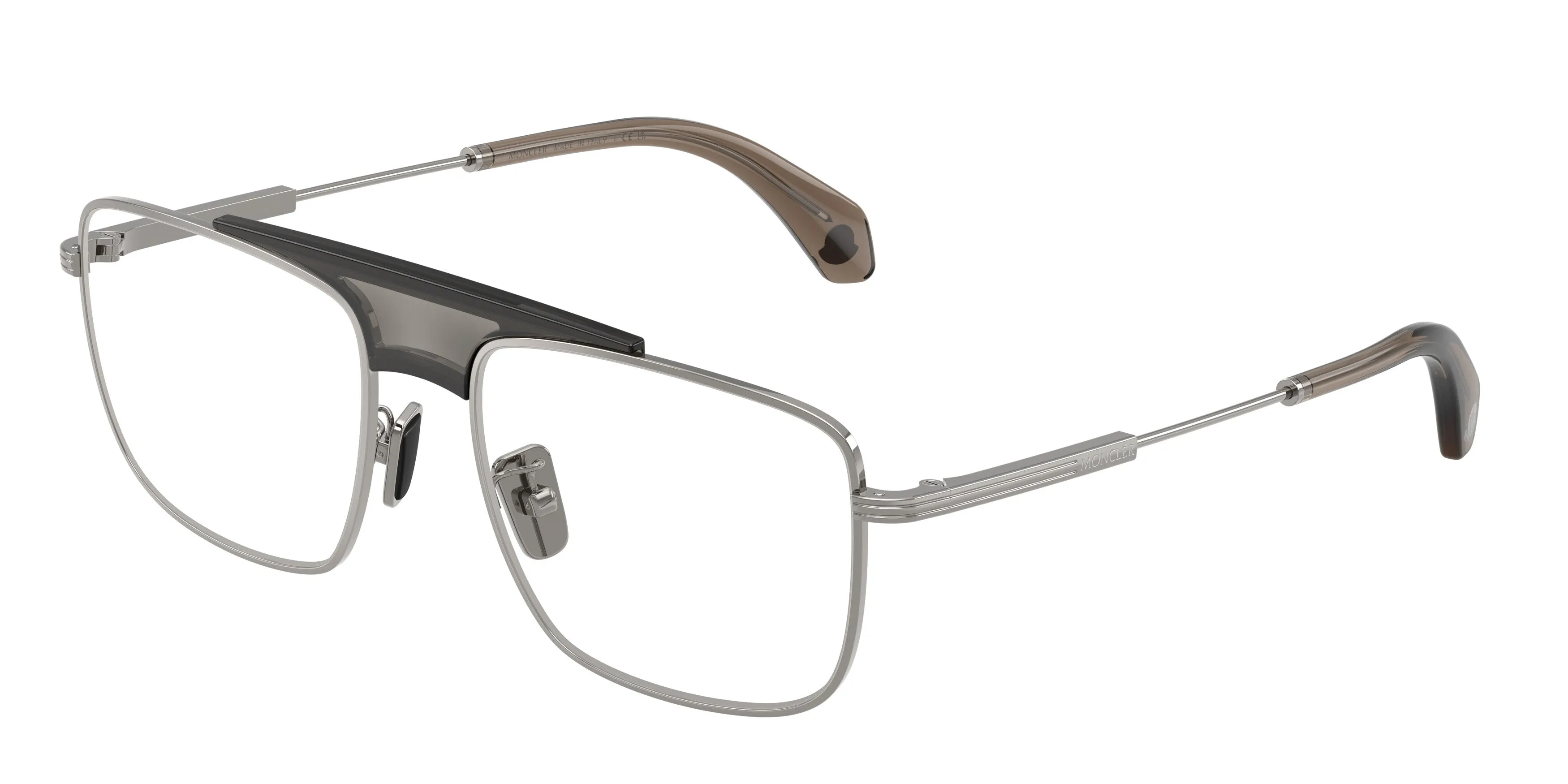 Moncler ME1011 1005 Montature da vista Metallo Grigio Trasparente Squadrata Normale - immagine 1