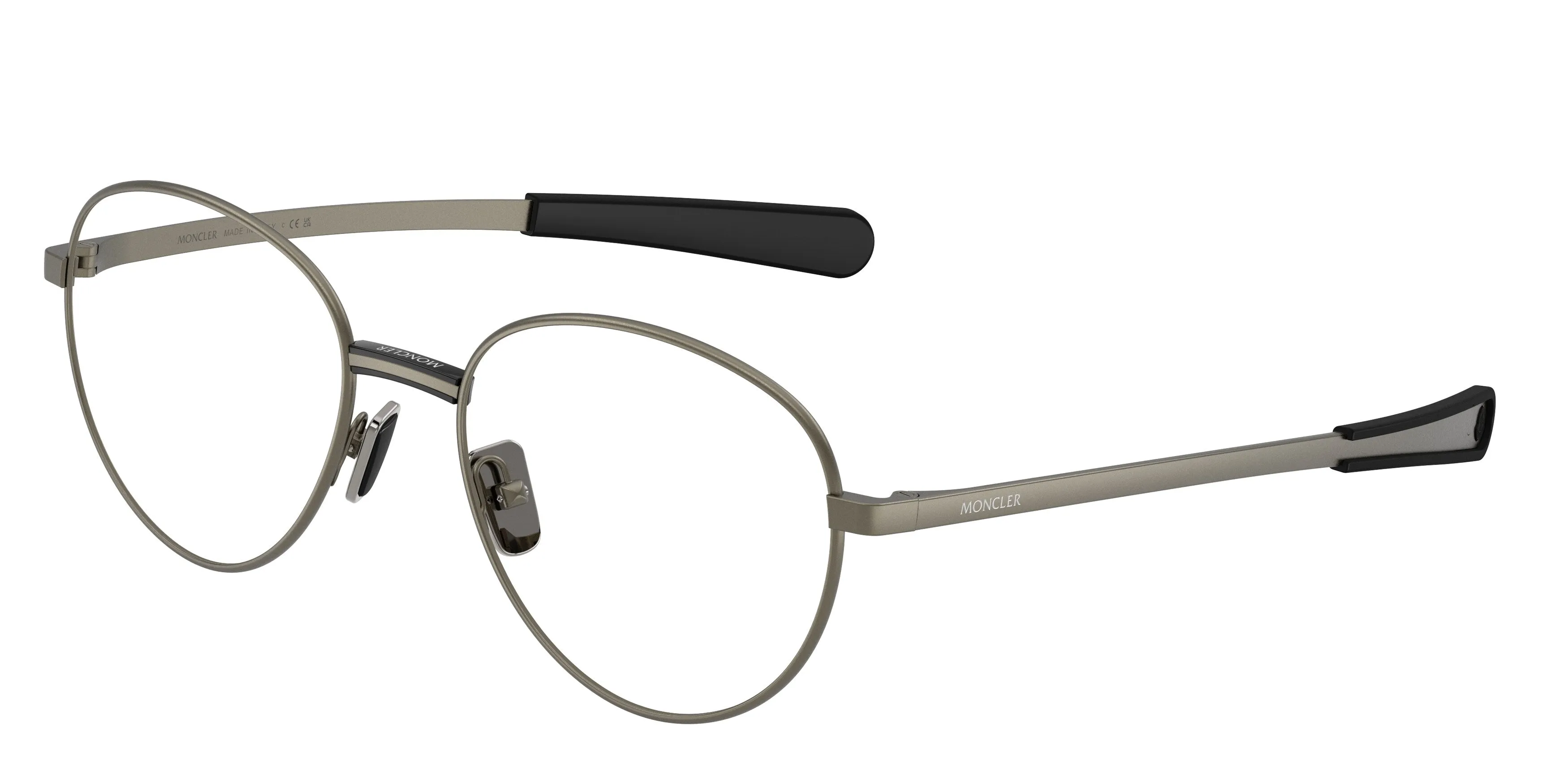 Moncler ME1009 1002 Montature da vista Metallo Grigio Trasparente Rotonda Normale - immagine 1