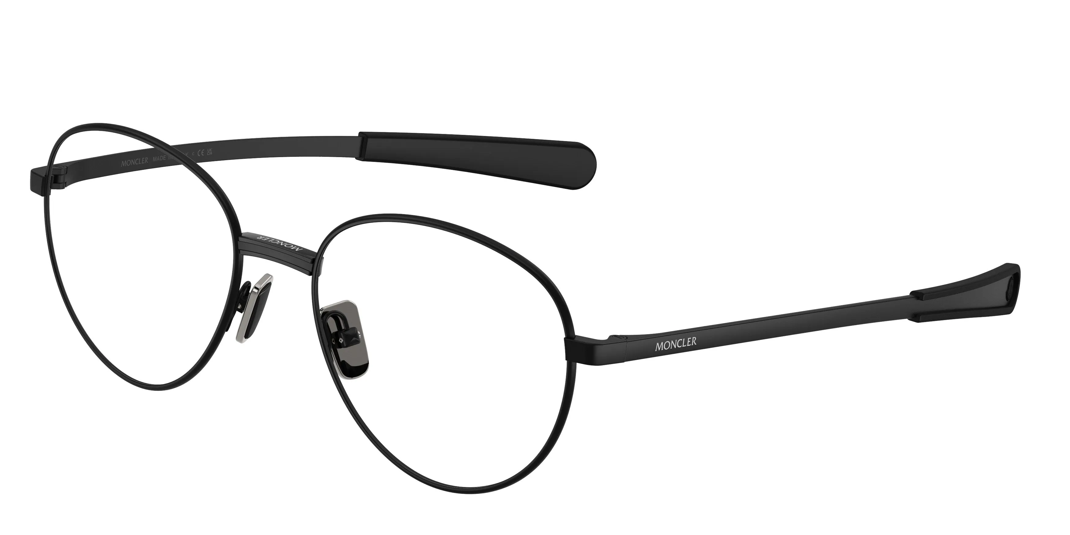 Moncler ME1009 1001 Montature da vista Metallo Nero Trasparente Rotonda Normale - immagine 1