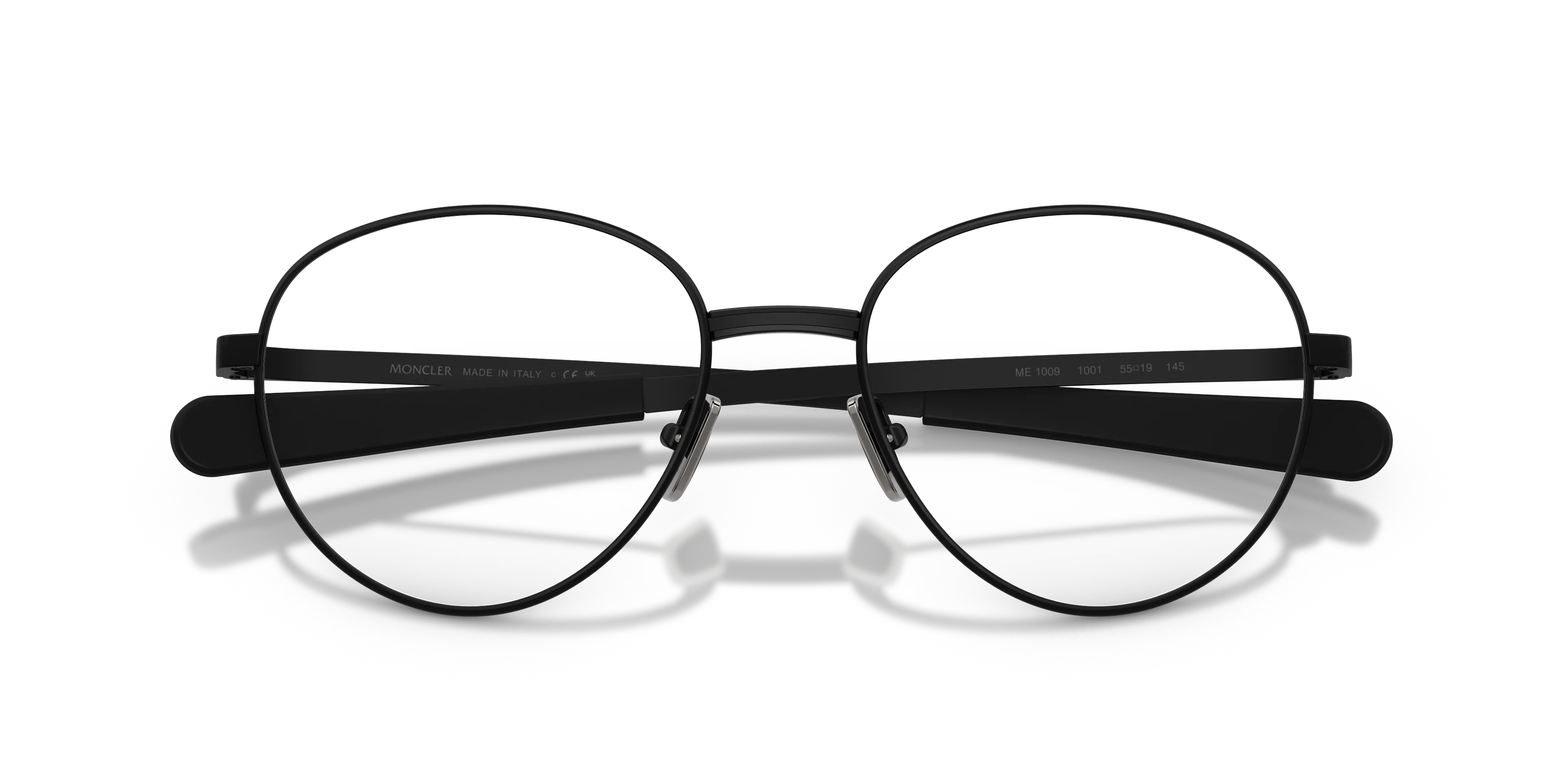 Moncler ME1009 1001 Montature da vista Metallo Nero Trasparente Rotonda Normale - immagine 2