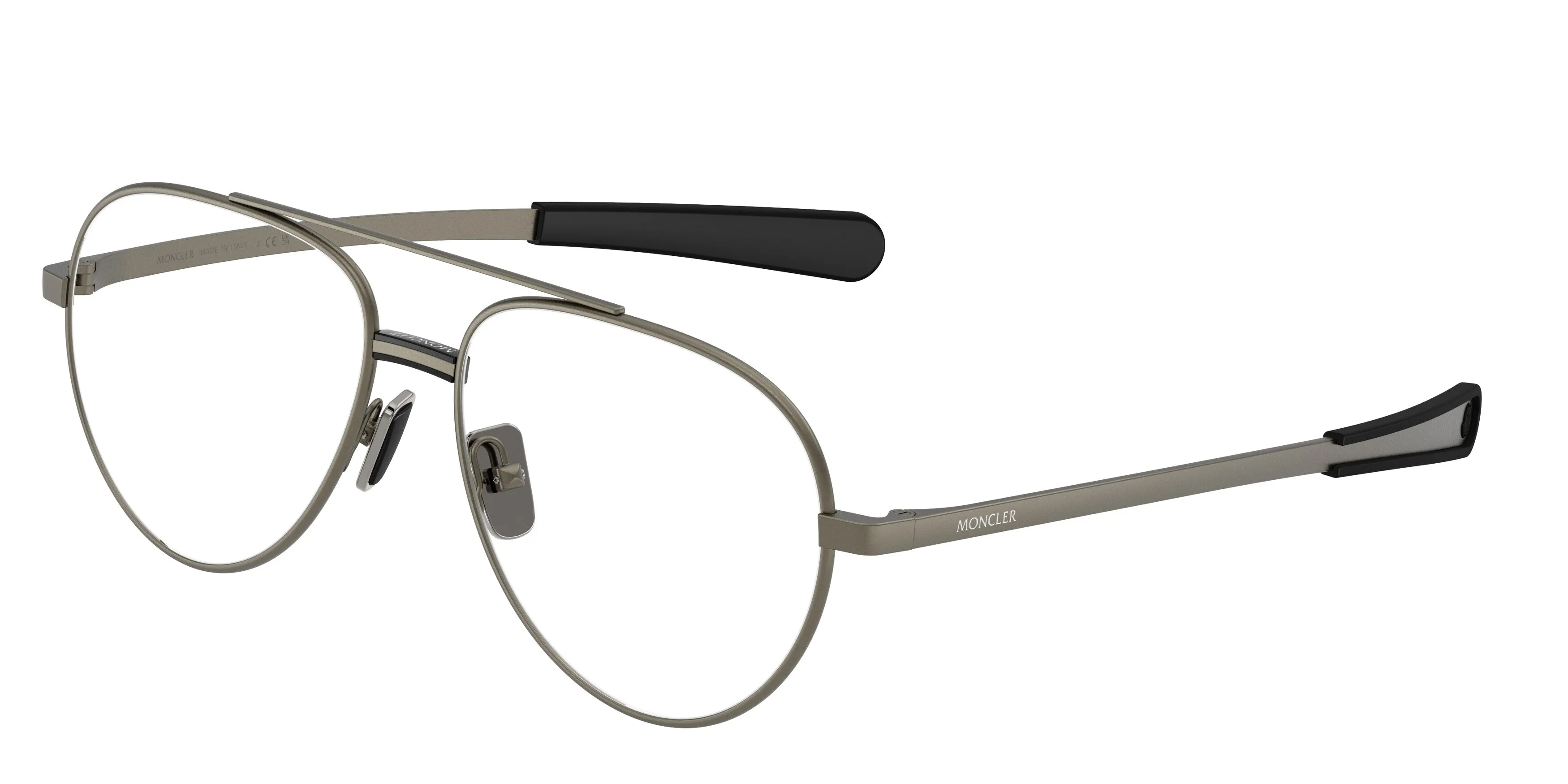 Moncler ME1008 1002 Montature da vista Metallo Grigio Trasparente Pilot Normale - immagine 1