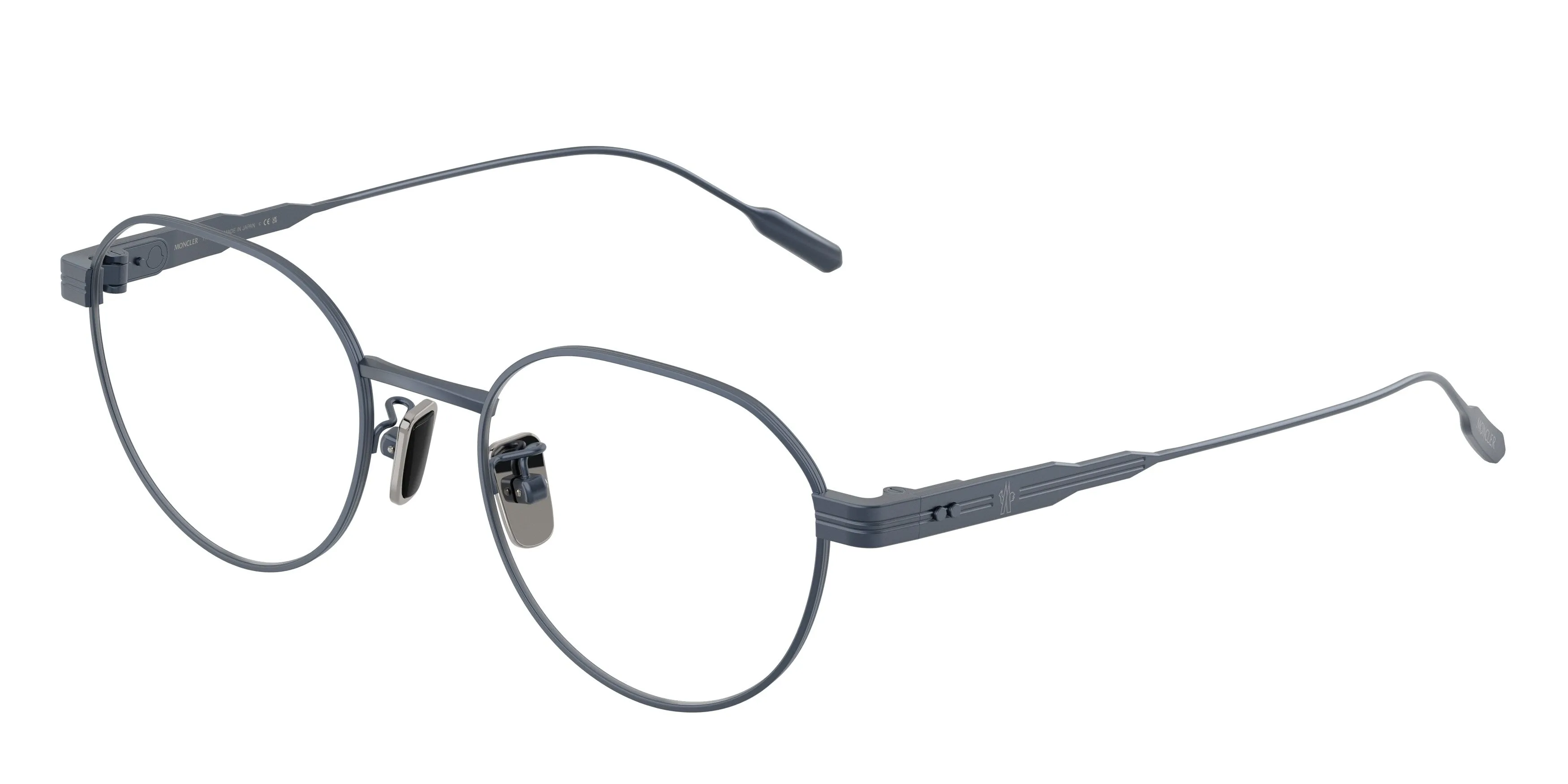 Moncler ME1007TD 1017 Montature da vista Titanio Blu Trasparente Rotonda Normale - immagine 1