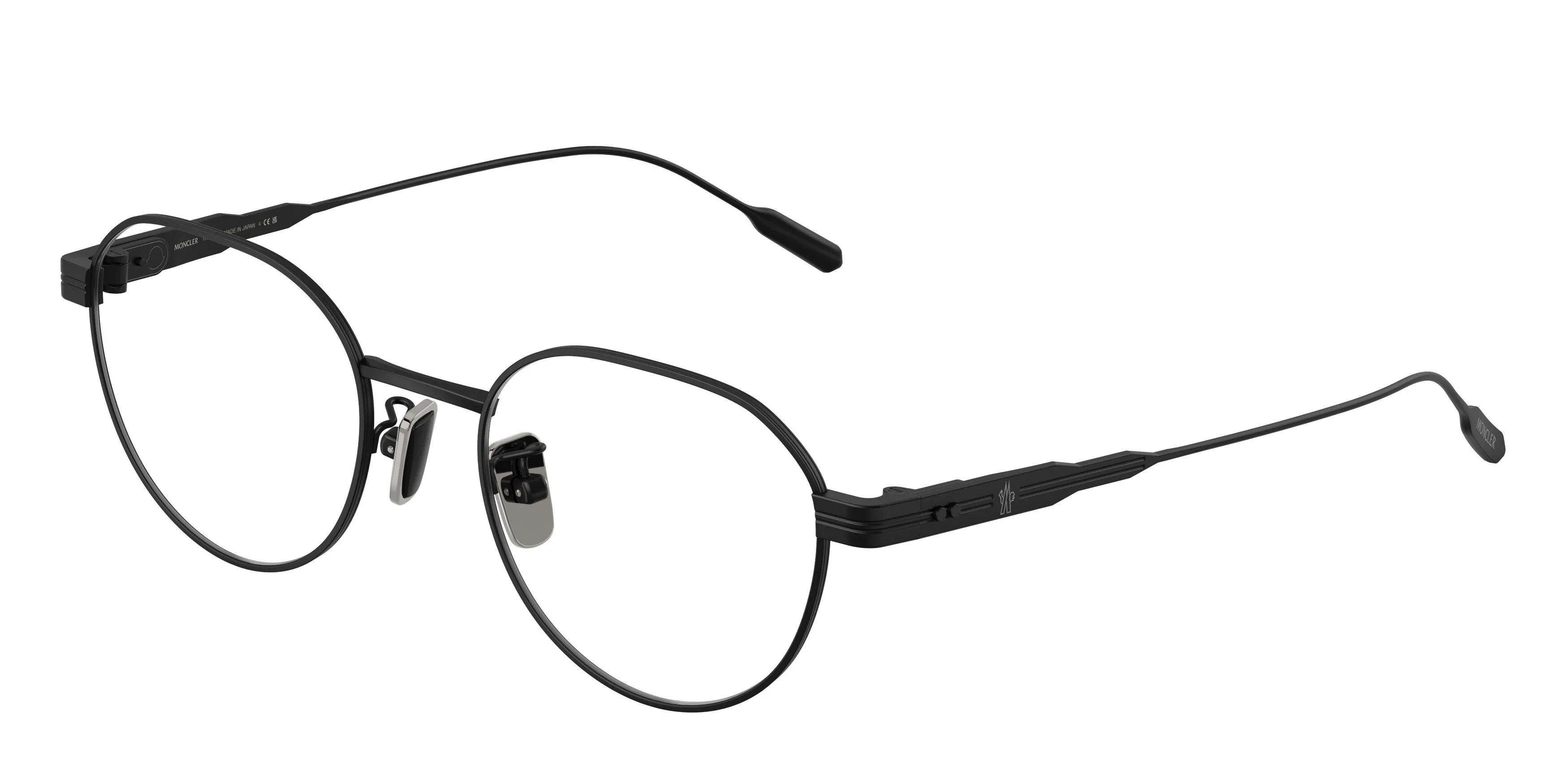 Moncler ME1007TD 1001 Montature da vista Titanio Nero Trasparente Rotonda Normale - immagine 1