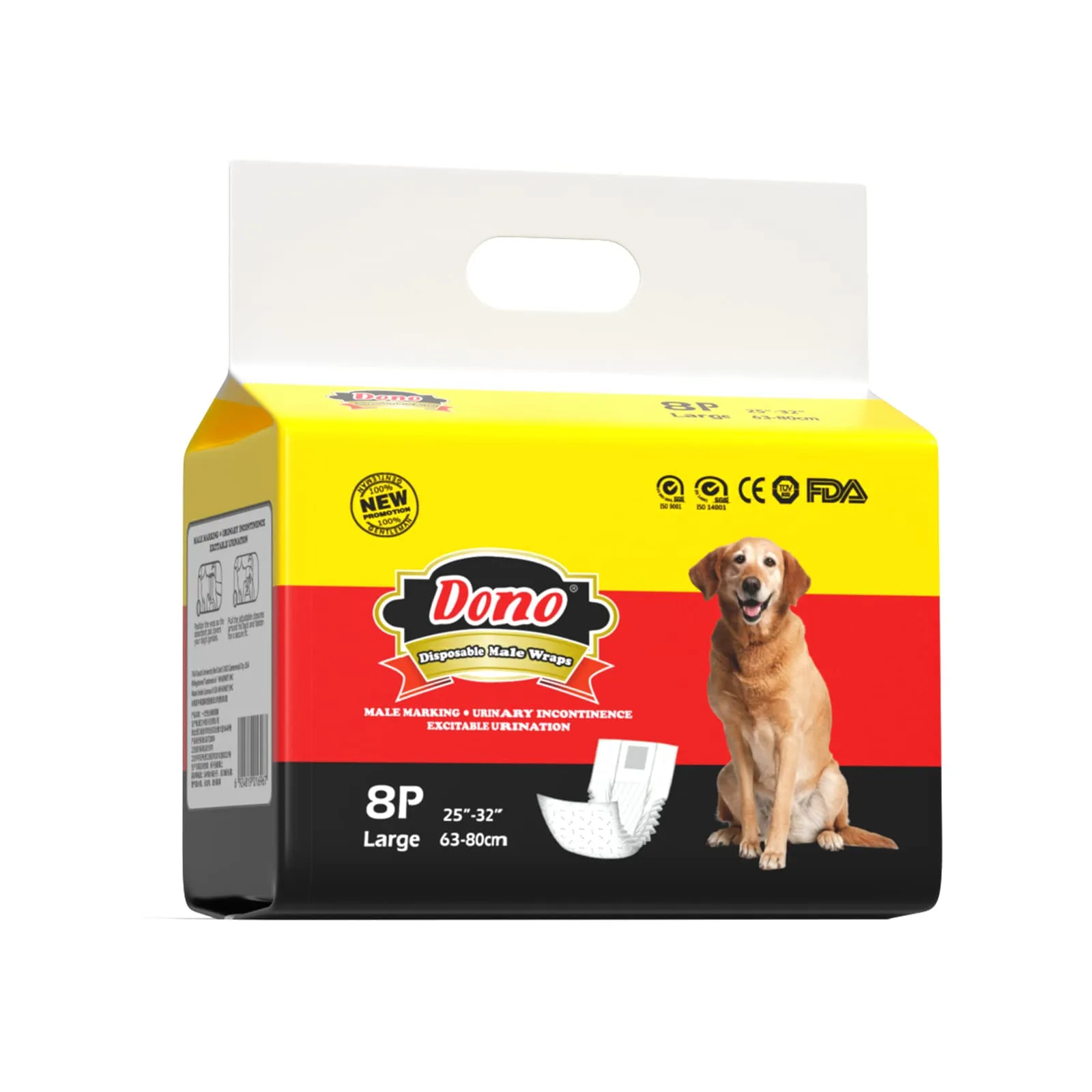 DONO Pannolini Cane Maschio Usa e Getta Tappetini Igienici per Cani Assorbenti Morbido e Anti Odore L 8count - immagine 9