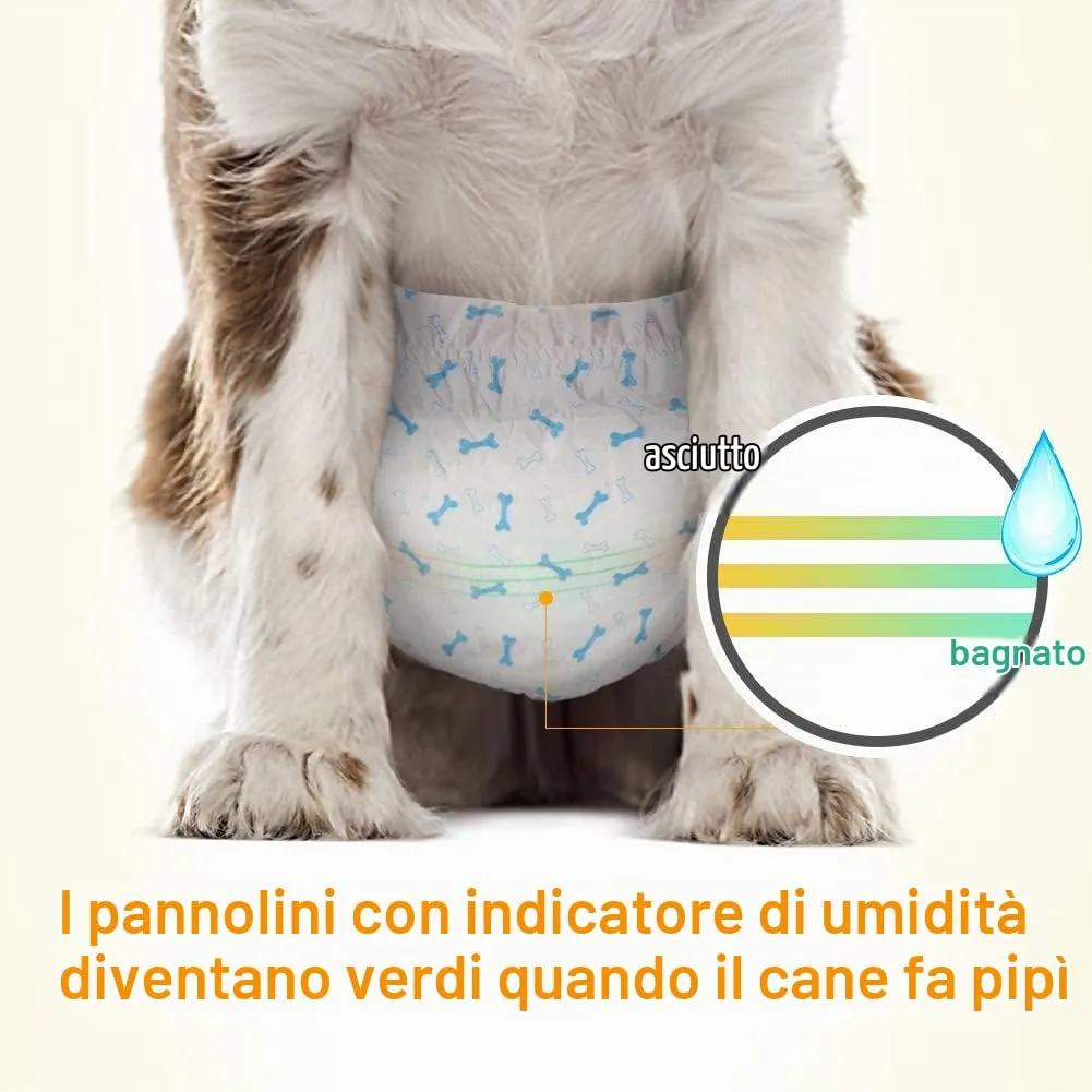 DONO Pannolini per cani monouso per pannolini super assorbi cani con indicatore di umidità (M 10count (18"-25")) - immagine 6