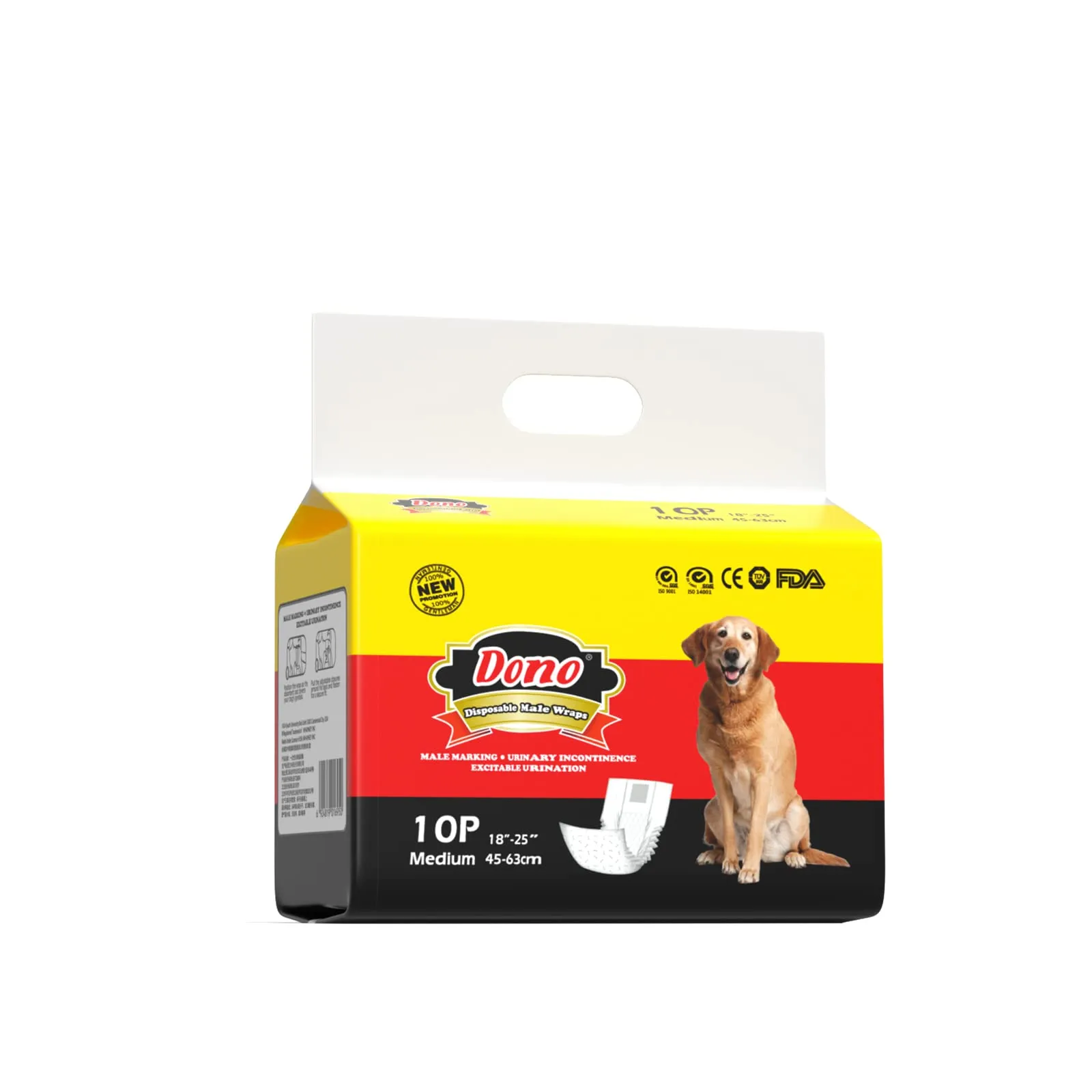 DONO Pannolini per cani monouso per pannolini super assorbi cani con indicatore di umidità (M 10count (18"-25")) - immagine 8