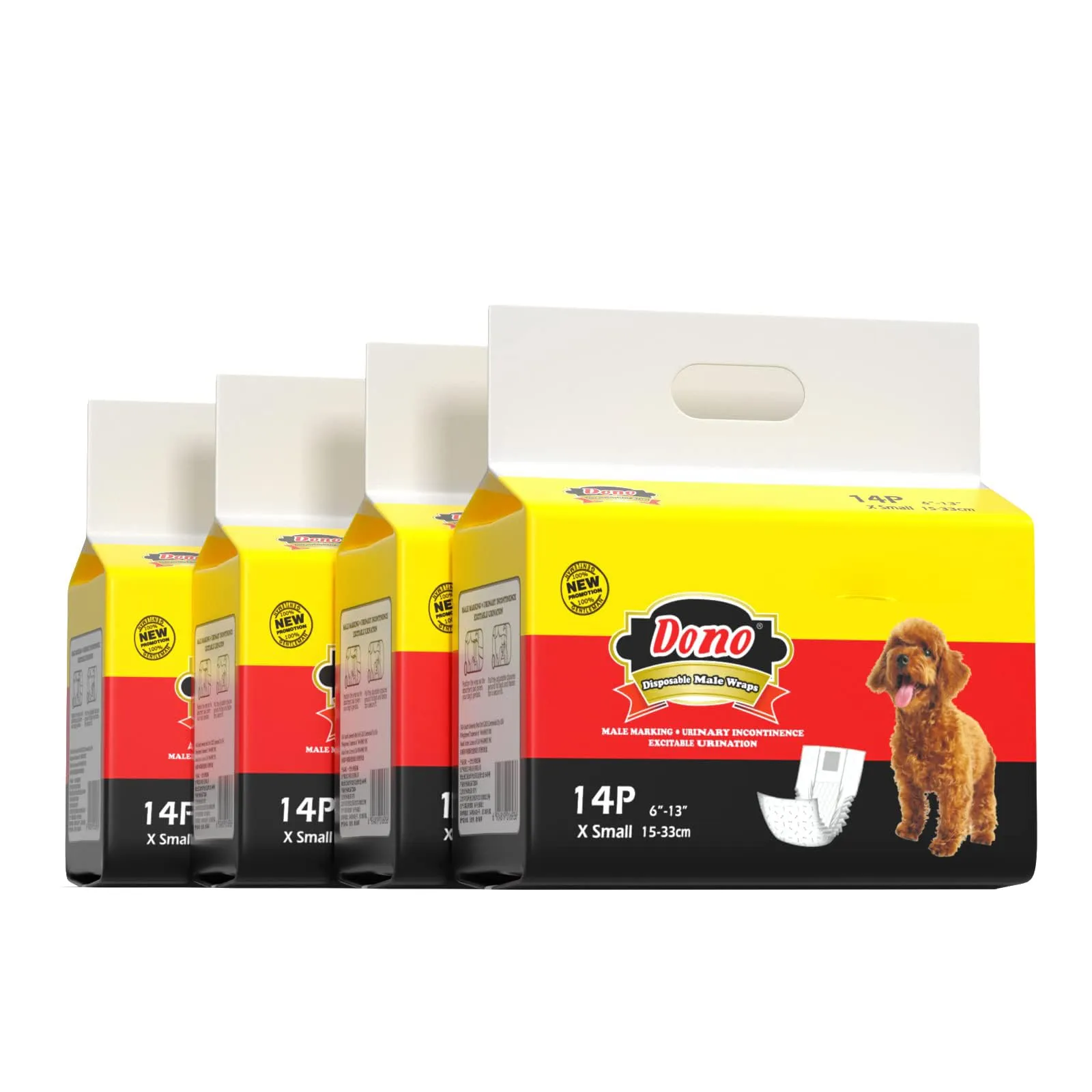 DONO Pannolini Cane Maschio Usa e Getta Tappetini Igienici per Cani Assorbenti Morbido e Anti Odore XS 56 Count - immagine 1